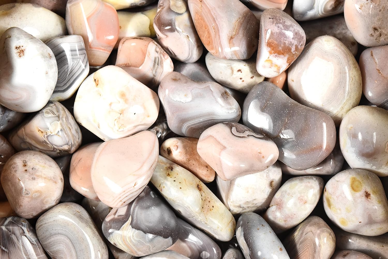 10pcs Pink Botswana Agate Tumbled Stones for Fountain Decor