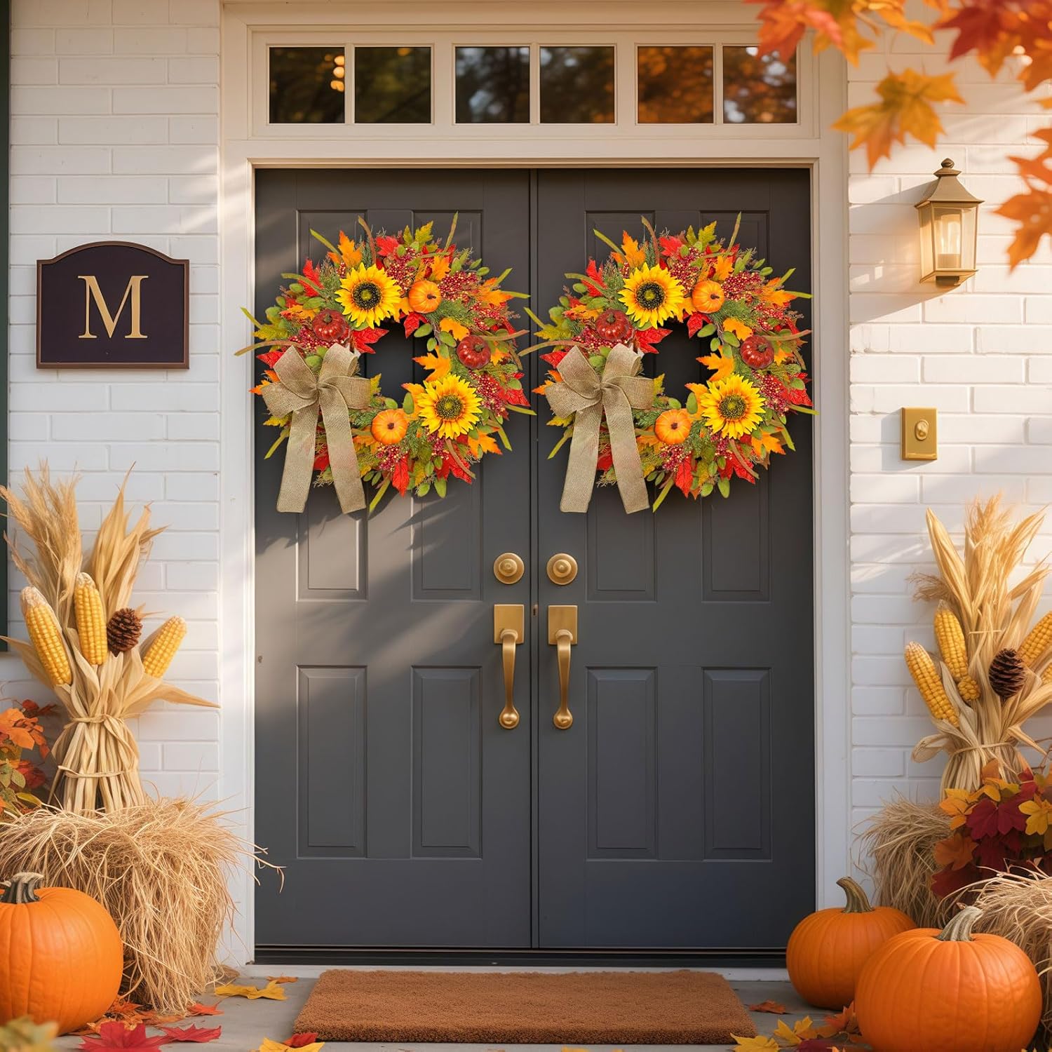 ICX 24-26 Inch Fall Wreath with Lights