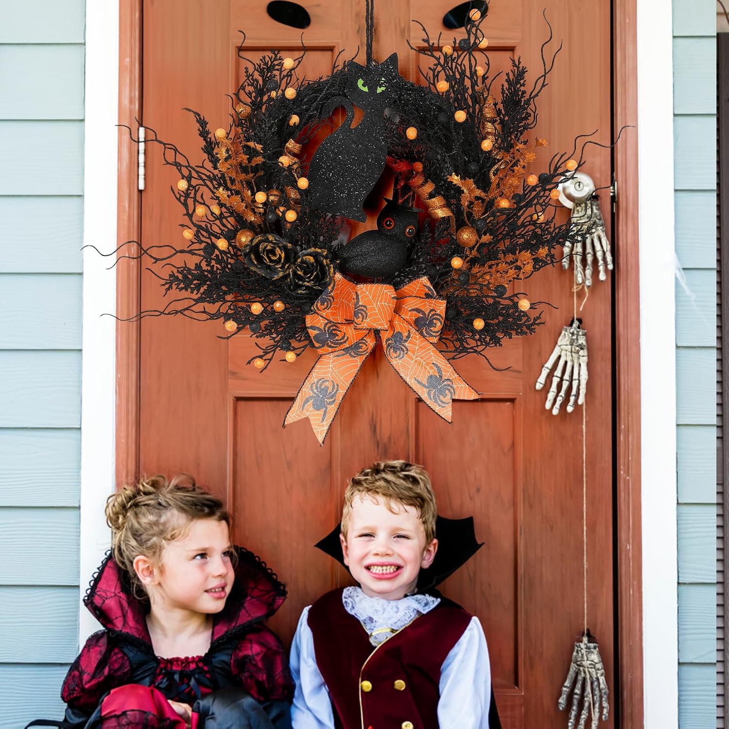 22 Inch Artificial Halloween Wreath for Front Door