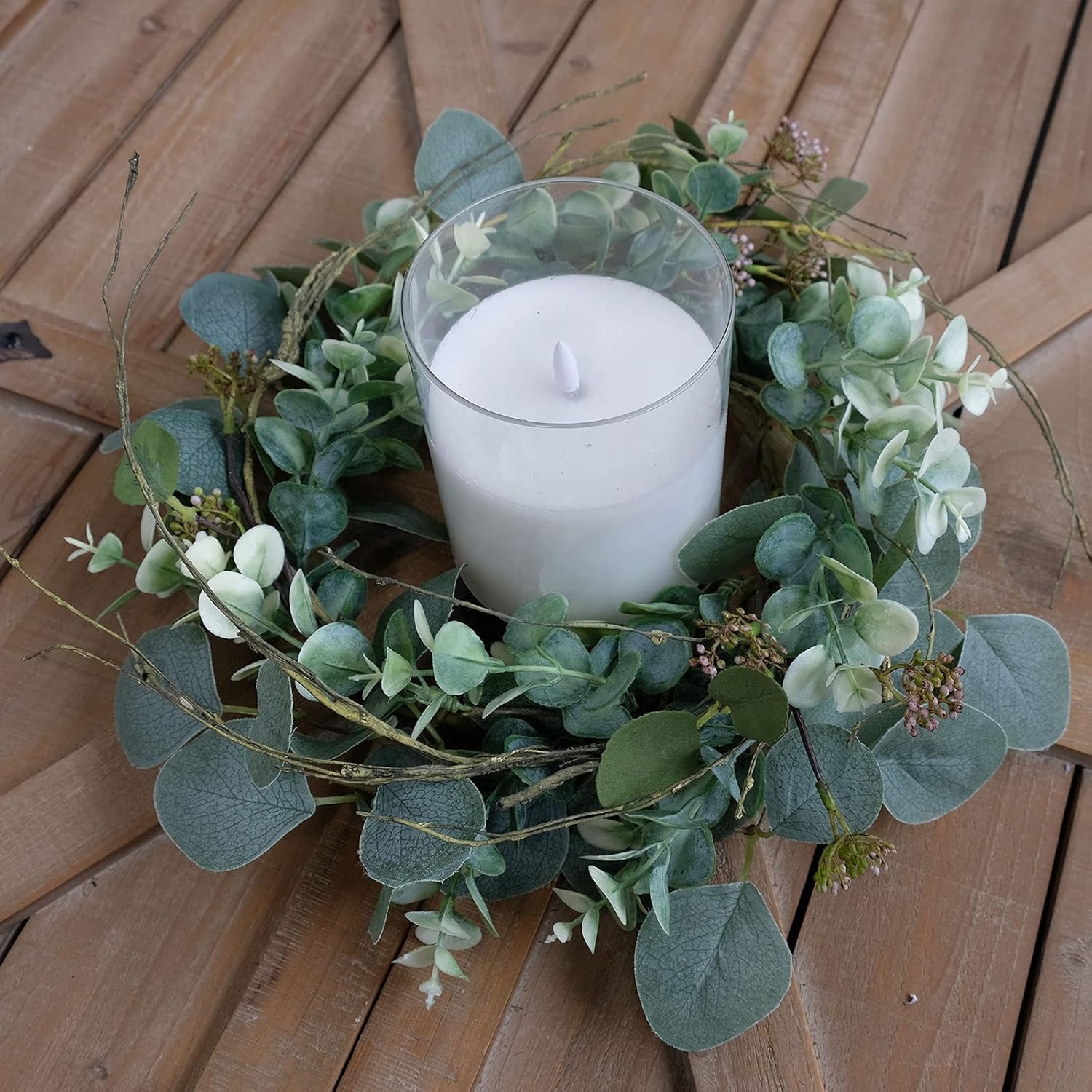 Idyllic 12 Inch Artificial Eucalyptus Wreath 2 Pack