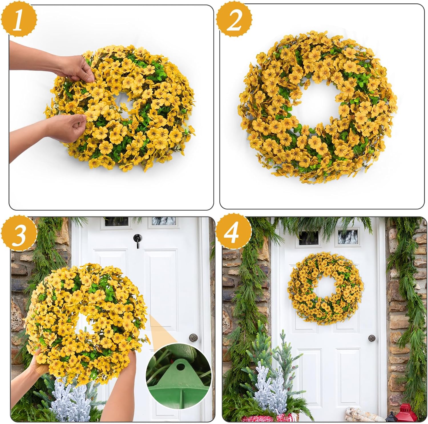20 Inch Artificial Spring Summer Wreath for Front Door