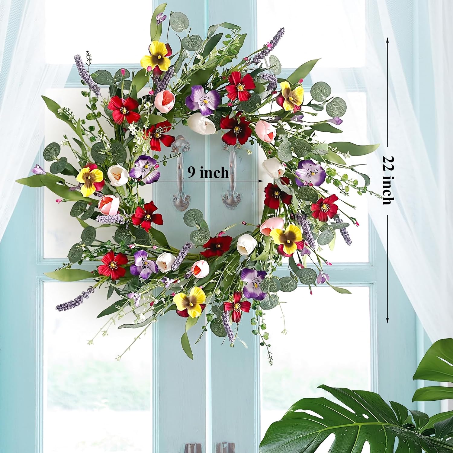 Huashen 22 Inch Summer Wreath for Front Door