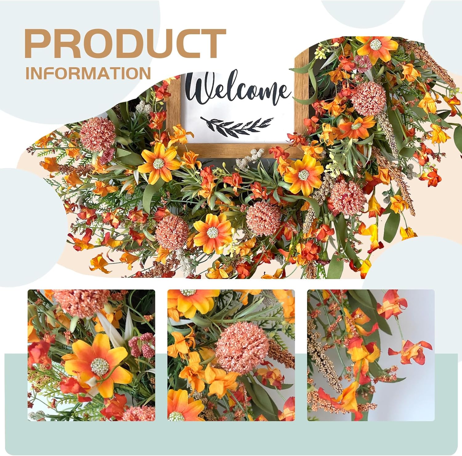 Idyllic Summer Wreath Front Door Autumn Decor