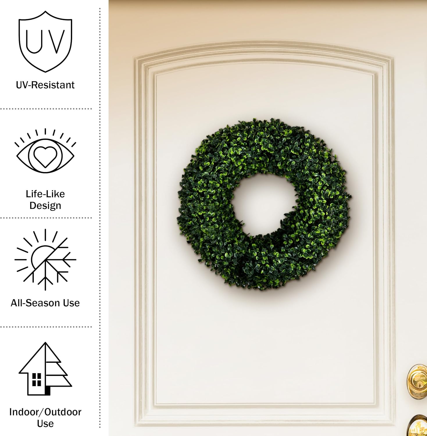 Boxwood Wreath 165 Inch UV Resistant All Season Decor