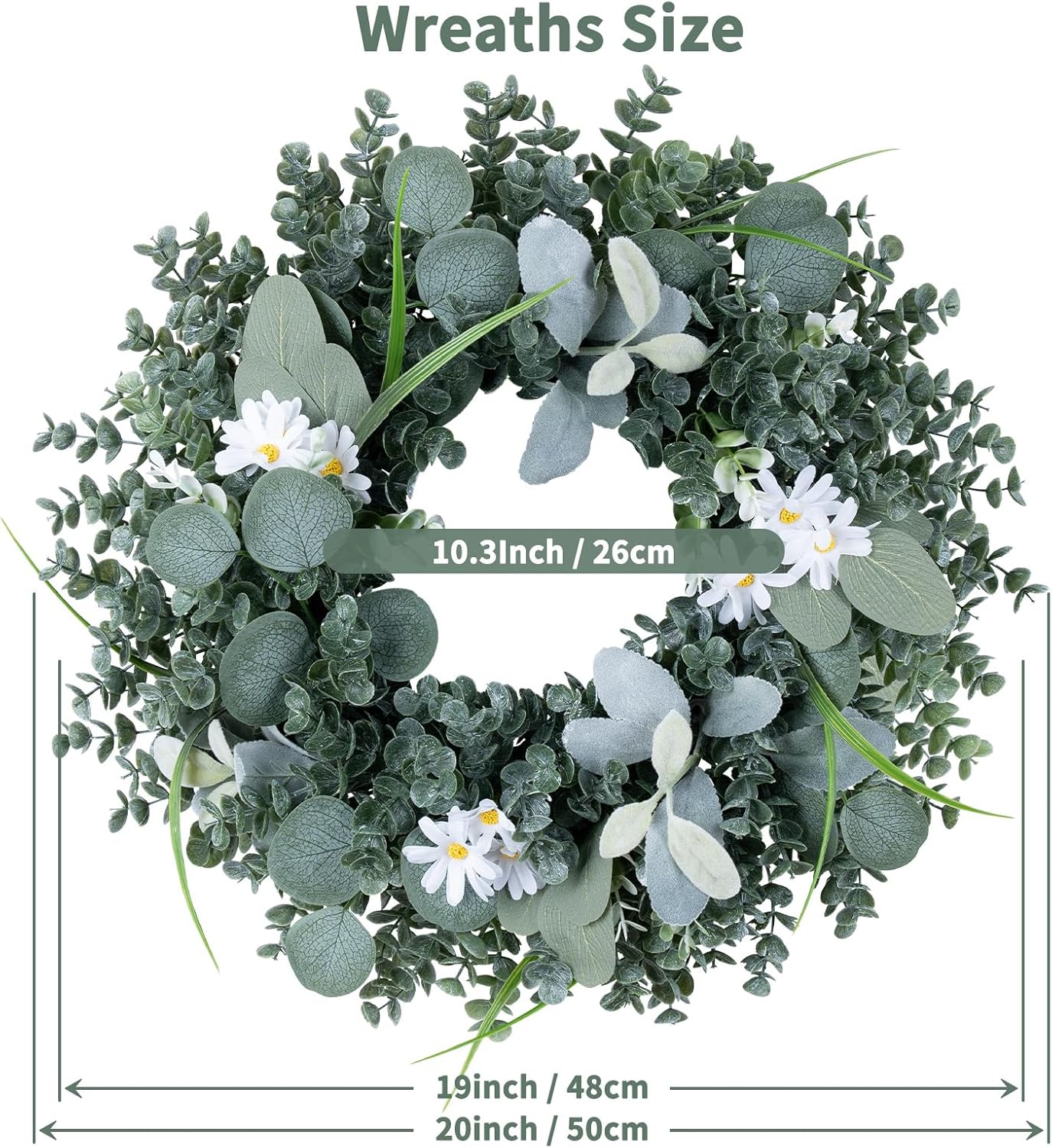 Gixie Home 20 Inch Artificial Eucalyptus Door Wreath