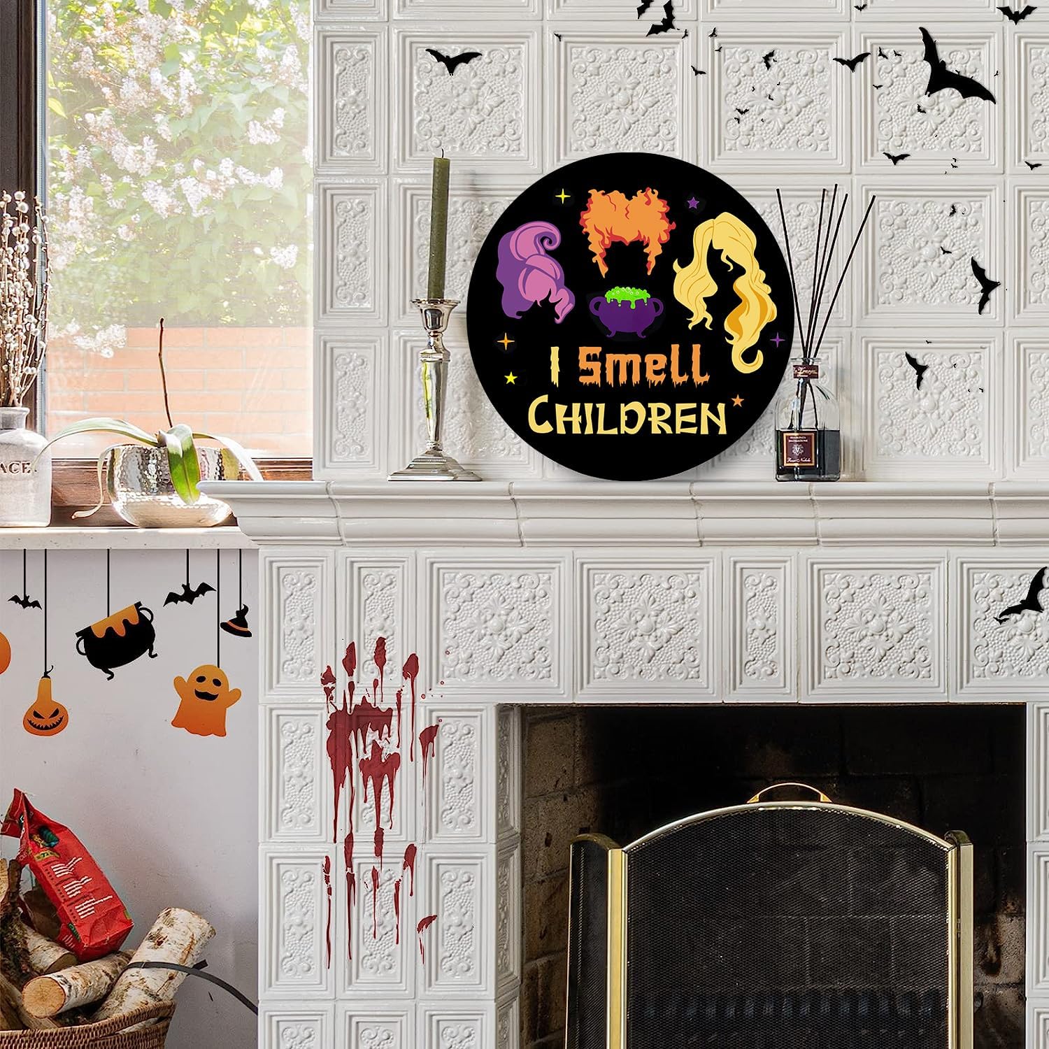 Hocus Pocus Halloween Wreath Door Sign with Bow