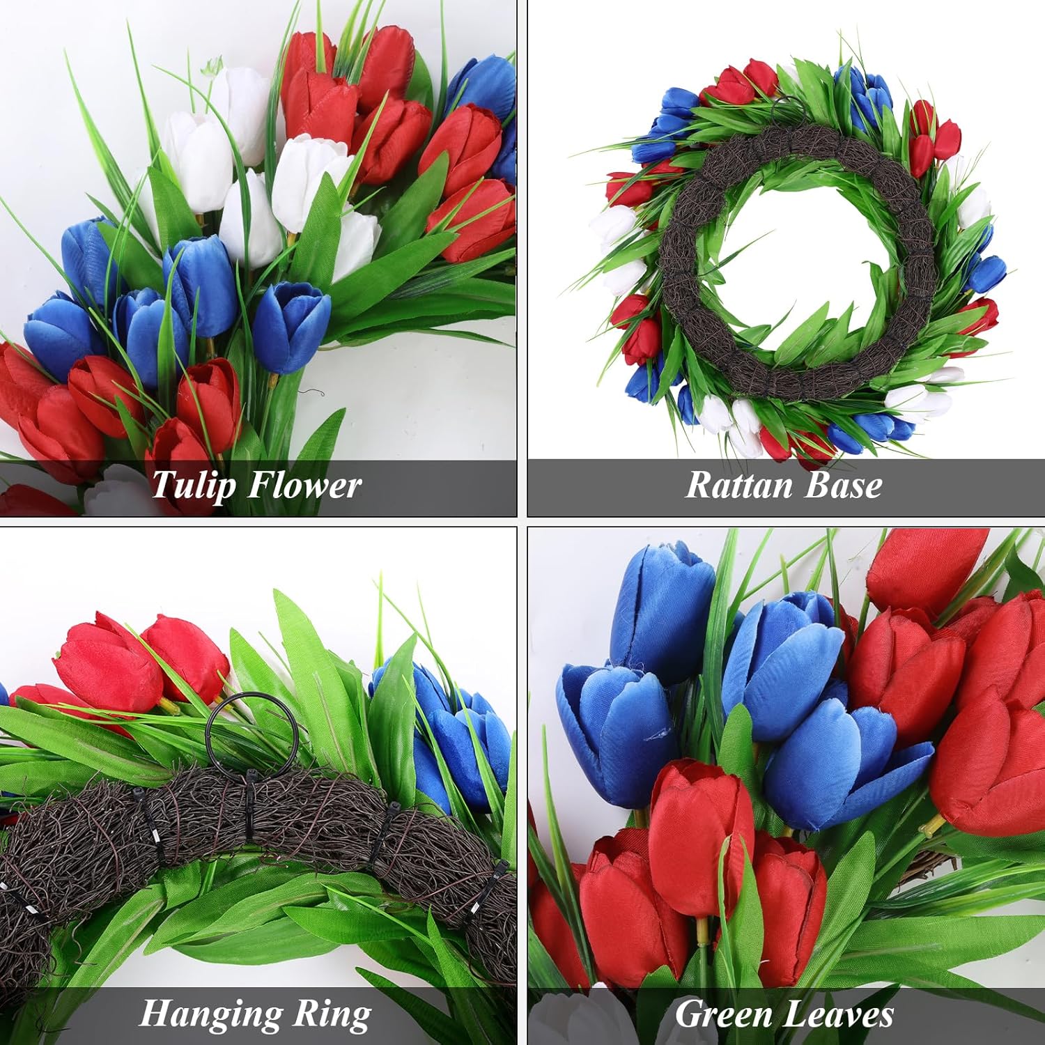 UArtlines 20 Inch Tulip Wreath for Front Door