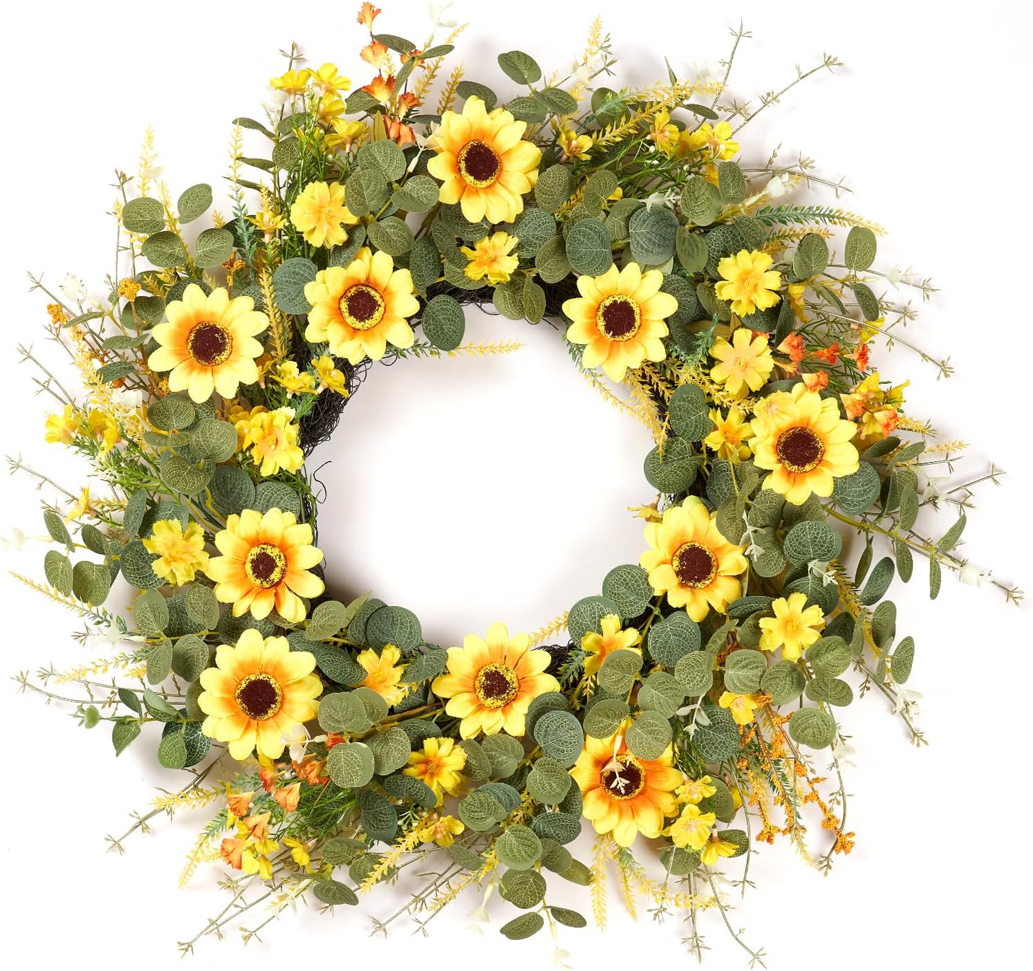 24 Yellow Sunflower Wreath with Headband and DIY Accessories
