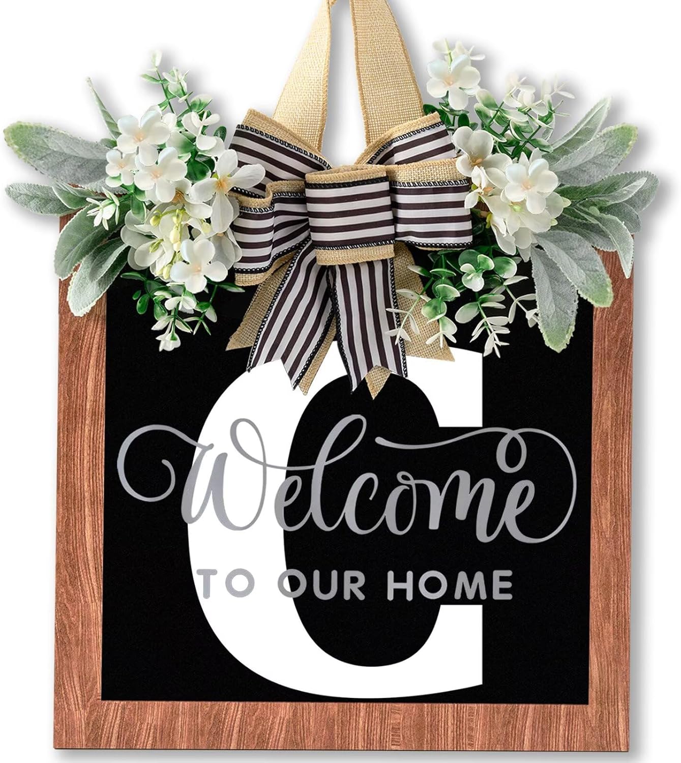 Custom Last Name Welcome Door Wreath 14 Inch