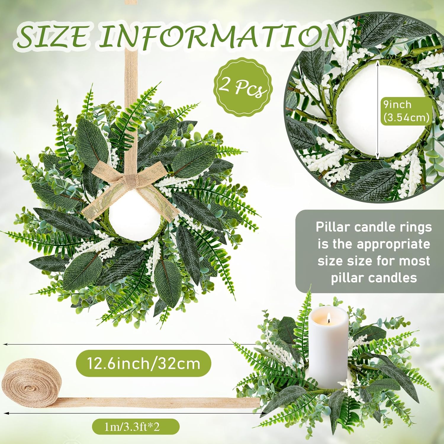4PCS 9 Inch Mini Eucalyptus Wreaths for Cabinets Decorations