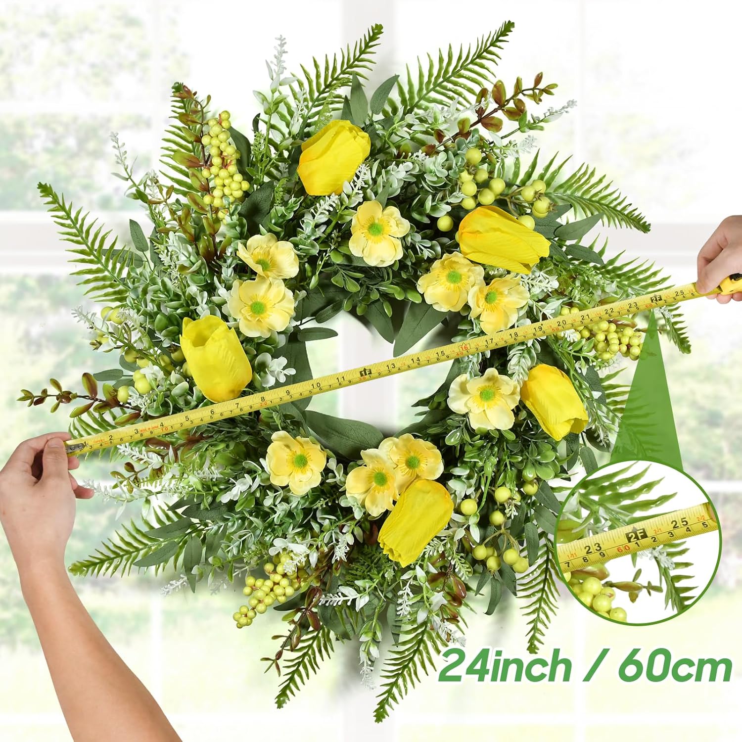 Beinhome 26 Inch Tulip Wreath for Front Door