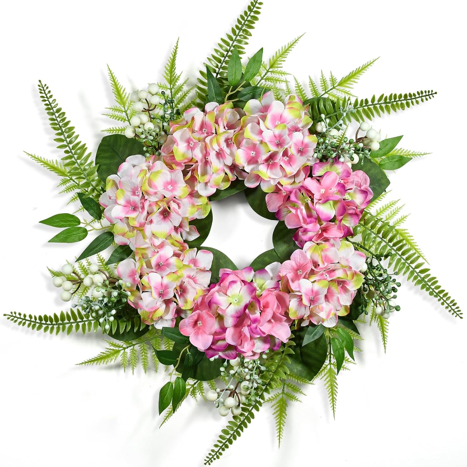 25 Inch Ombre Hydrangea Wreath for Front Door Decor