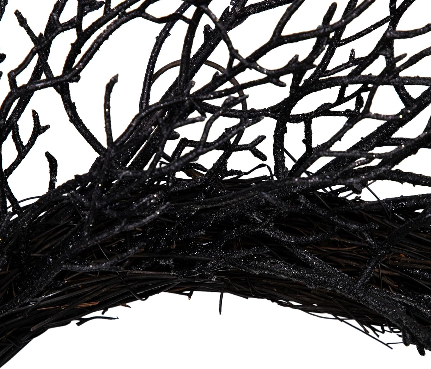Northlight Glittered Twig Artificial Halloween Wreath - 24 Black