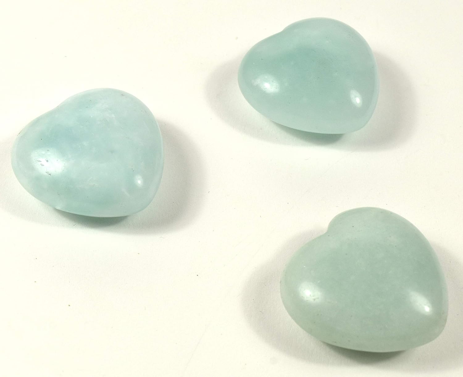 Blue Aquamarine Puffy Heart Stones 2PCS