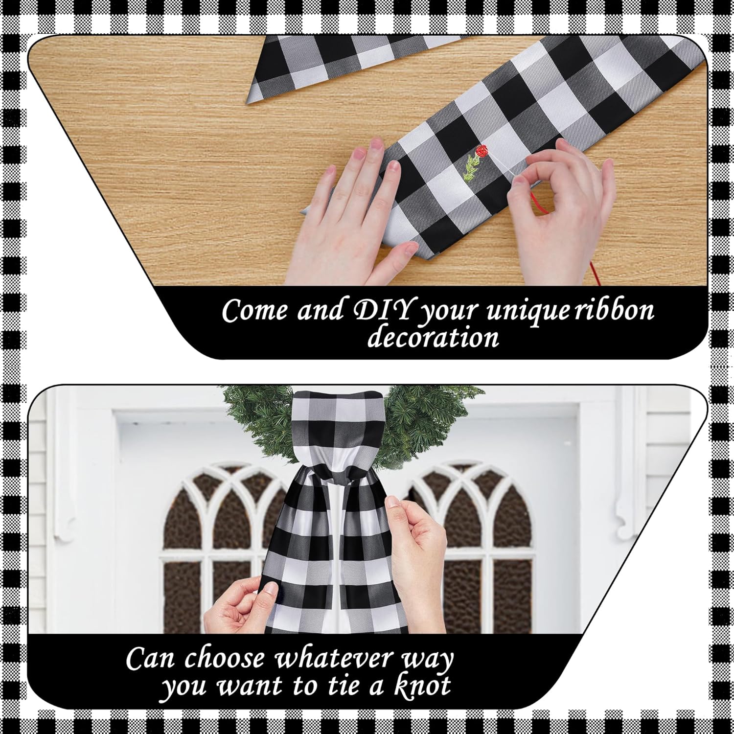 RunNico 2 Pack Plaid Door Wreath Sash