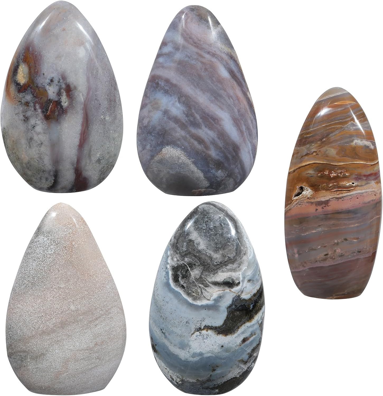 SUNYIK Irregular Ocean Jasper Stone Slab Self-Standing Decor for Home Office Meditation