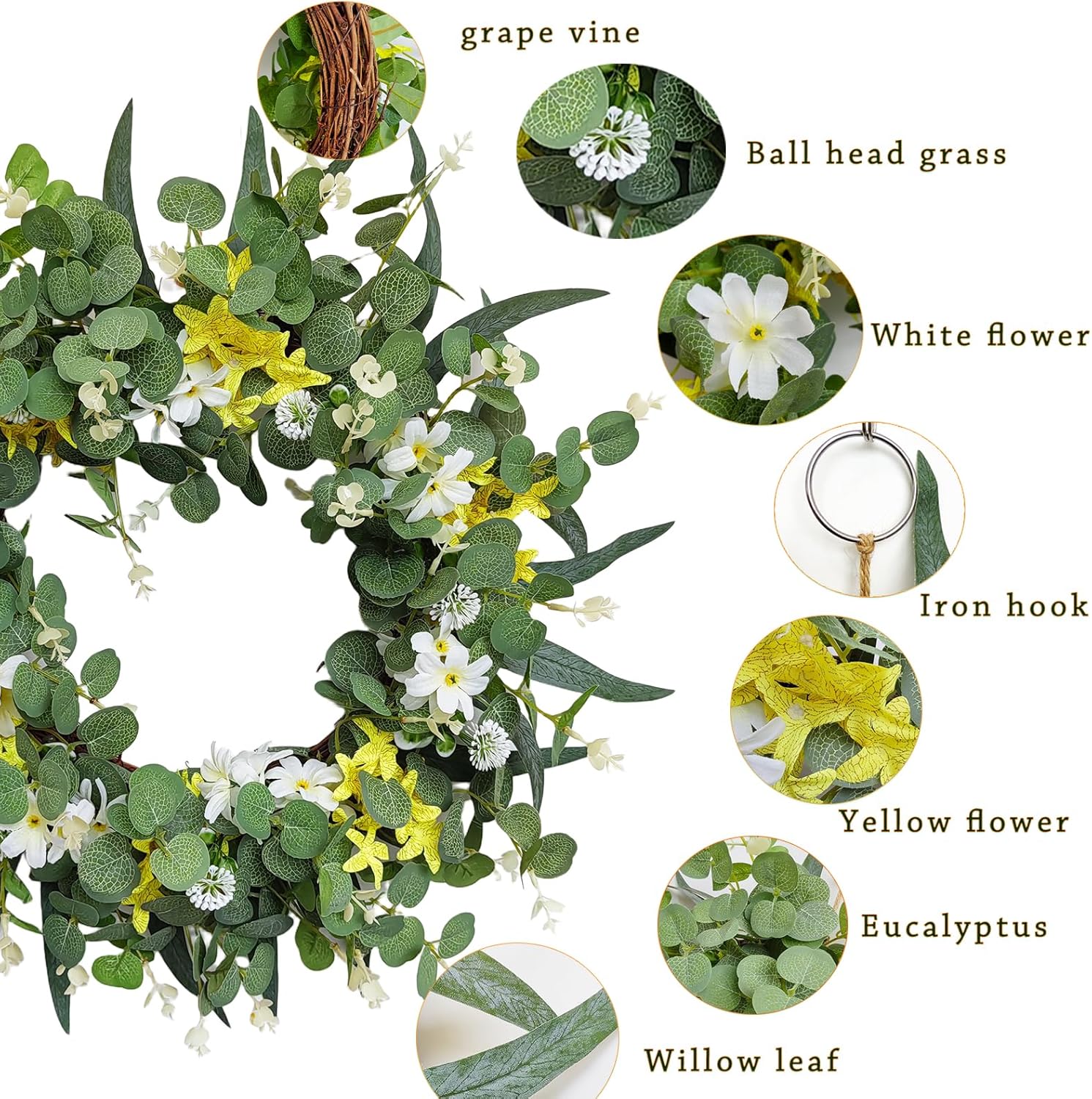Eucalyptus Wreath for Front Door Spring Greenery Decor