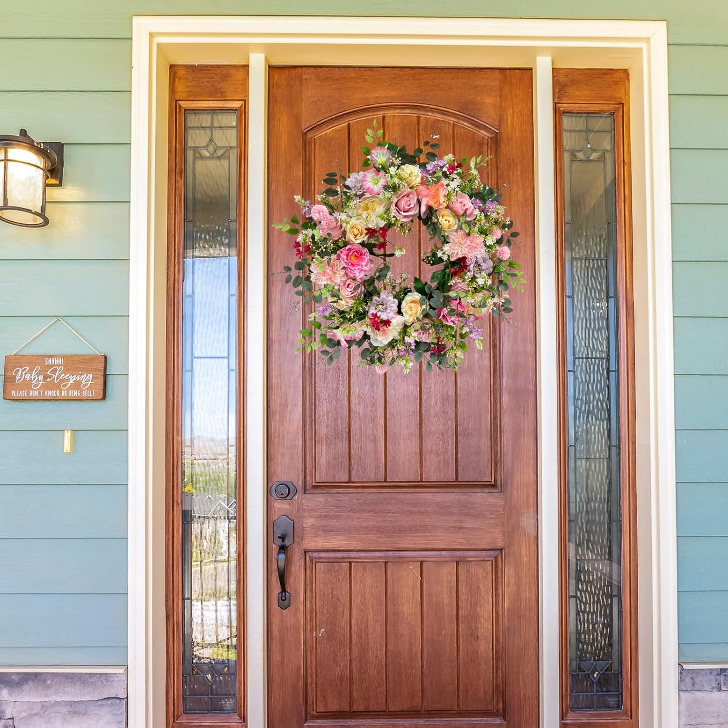 24 Inch Artificial Flower Wreath for Front Door