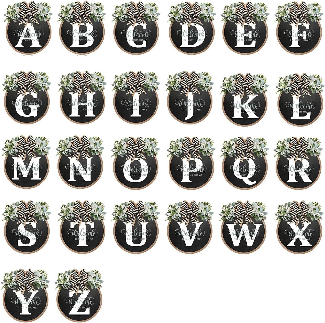 Billamb 26 Letter Front Door Welcome Wreath