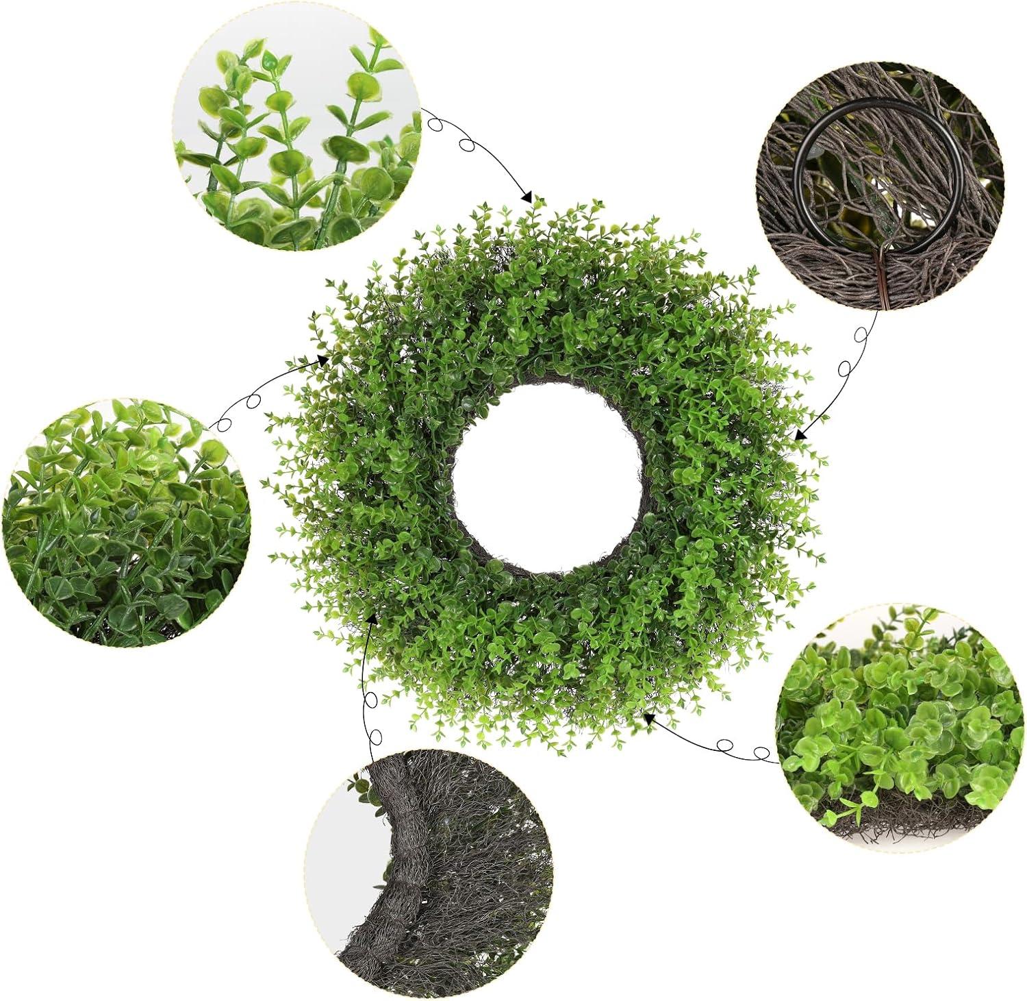 CYANBLOOM Boxwood Wreath for Front Door 24 Inch