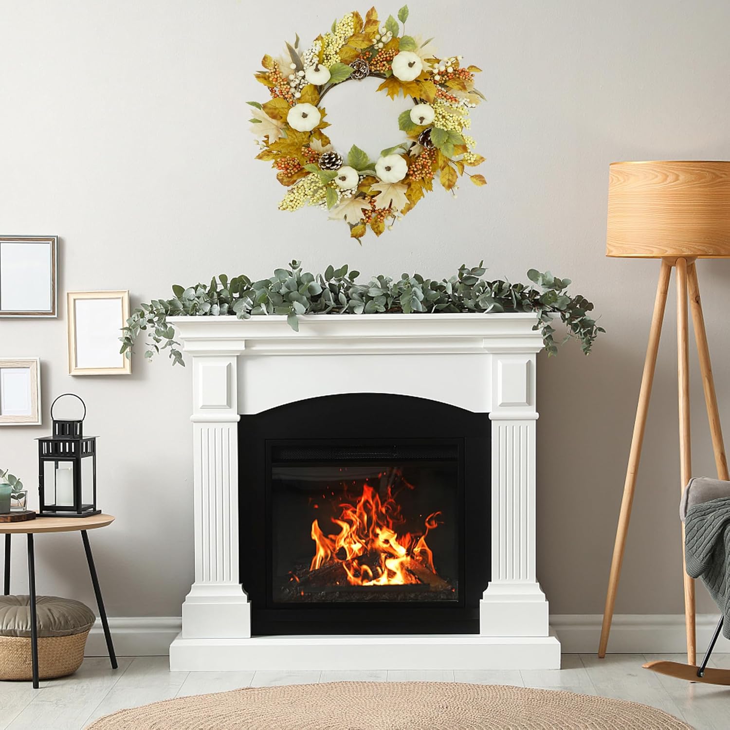 22 Inch Artificial Fall Wreath Autumn Door Decor
