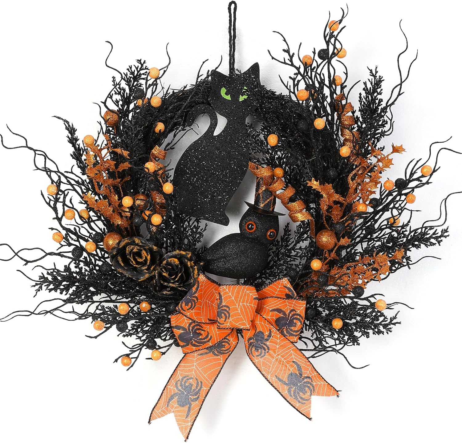 22 Inch Artificial Halloween Wreath for Front Door