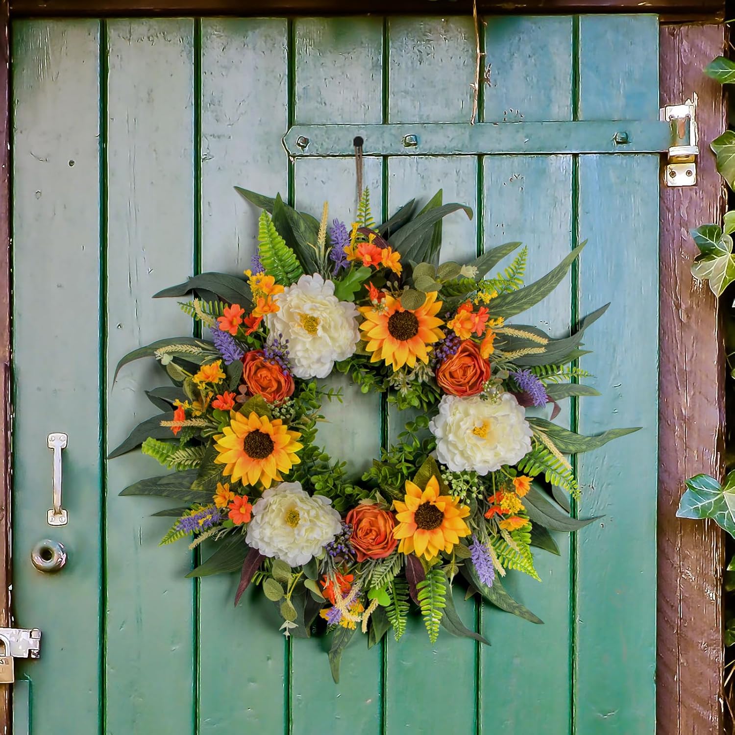 Kmise 22 Inch Spring Fall Wreath for Front Door