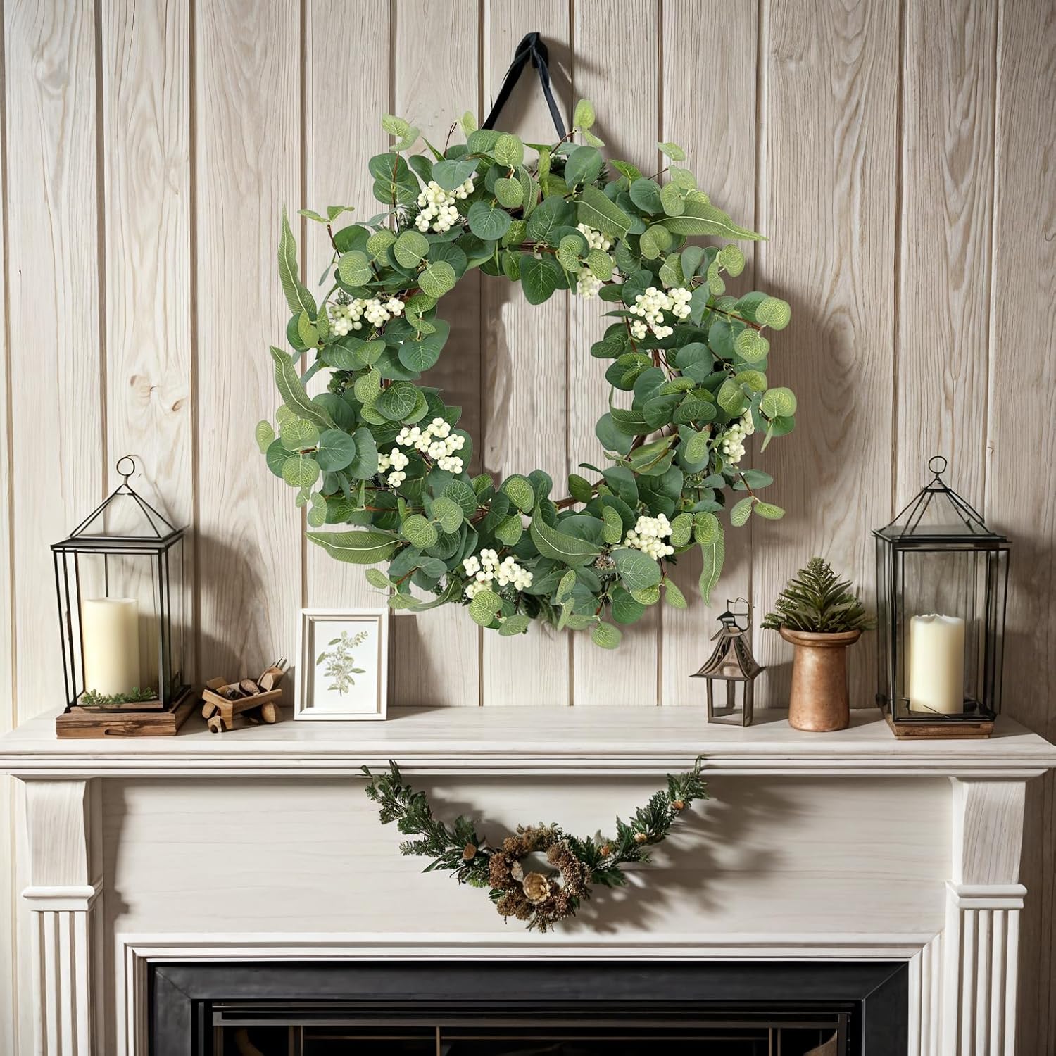 18 Inch Eucalyptus Wreath for Front Door Decor