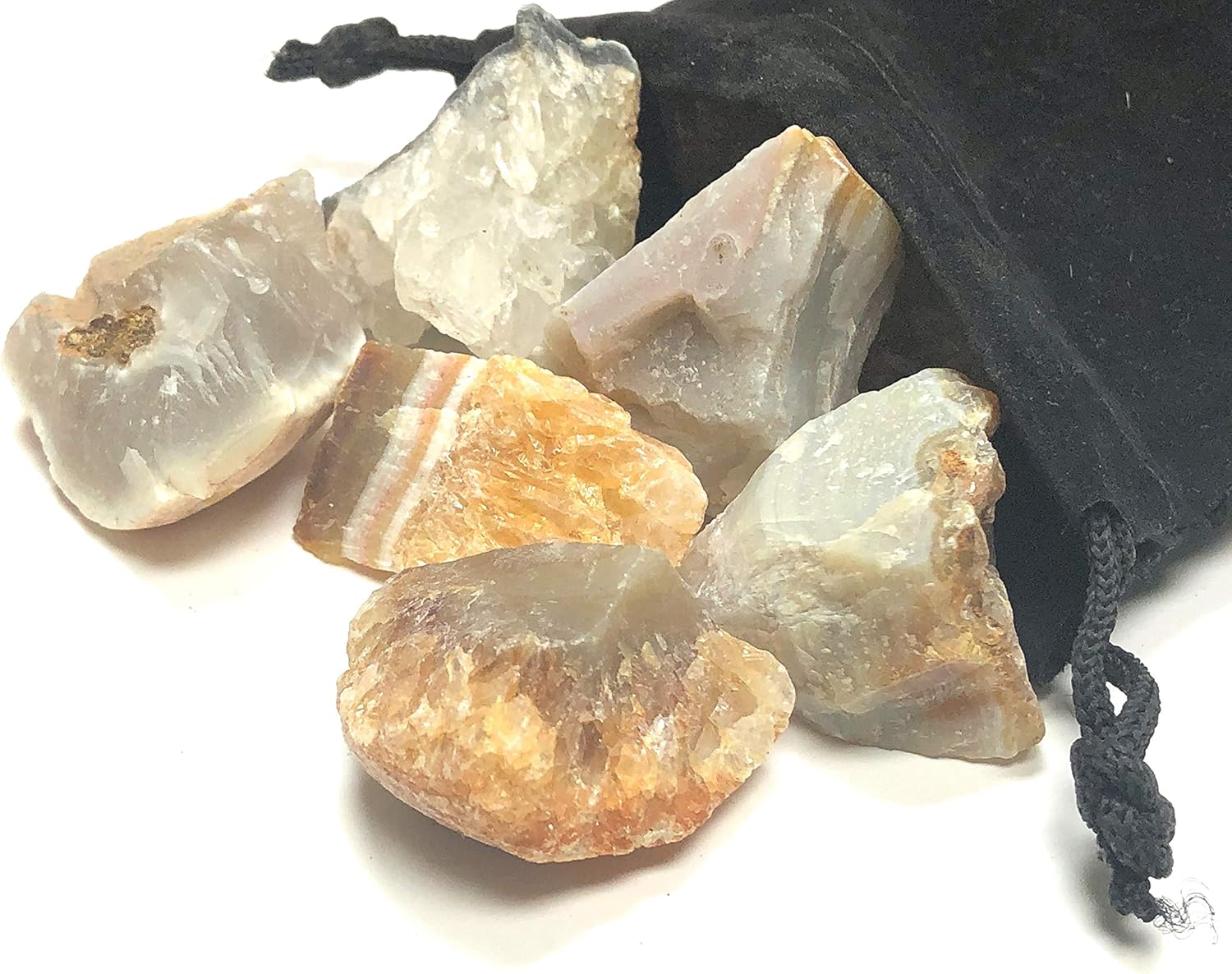 Rough Natural Agate Stones - 1 Velvet Bag 12 Pound