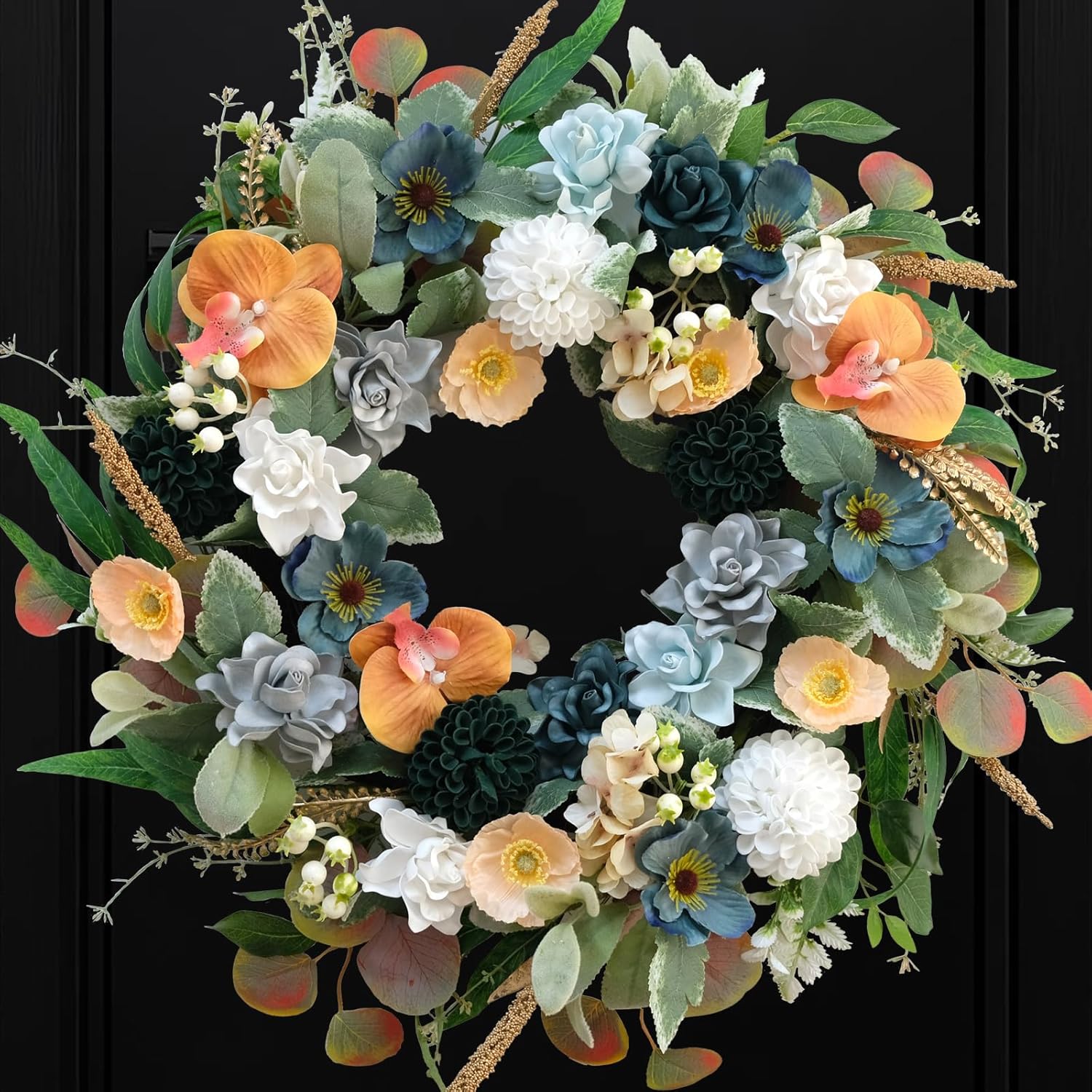 Bibelot 22 Inch Artificial Spring Floral Wreath for Front Door