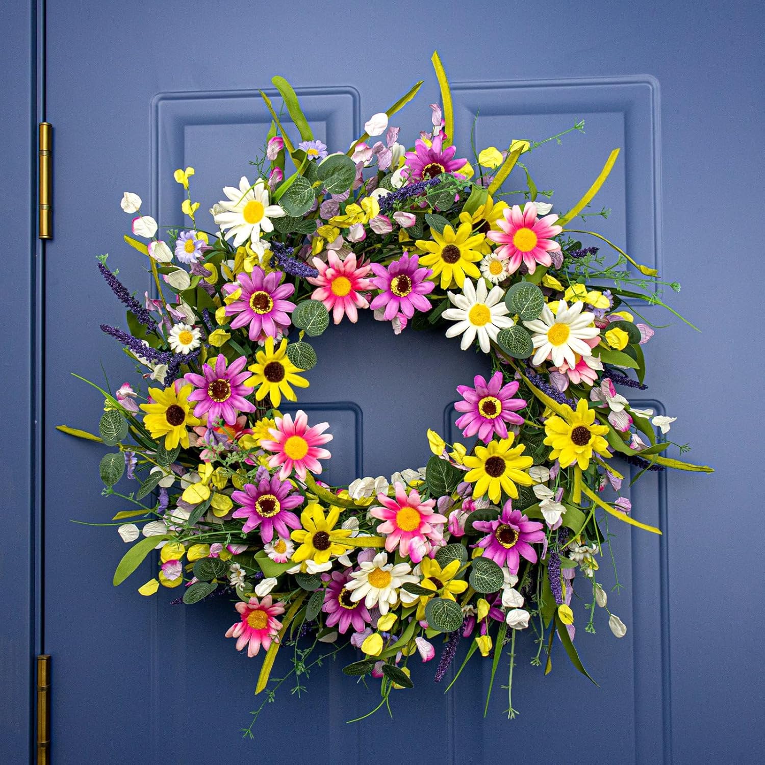 22 Inches Colorful Wildflower Wreath for Front Door