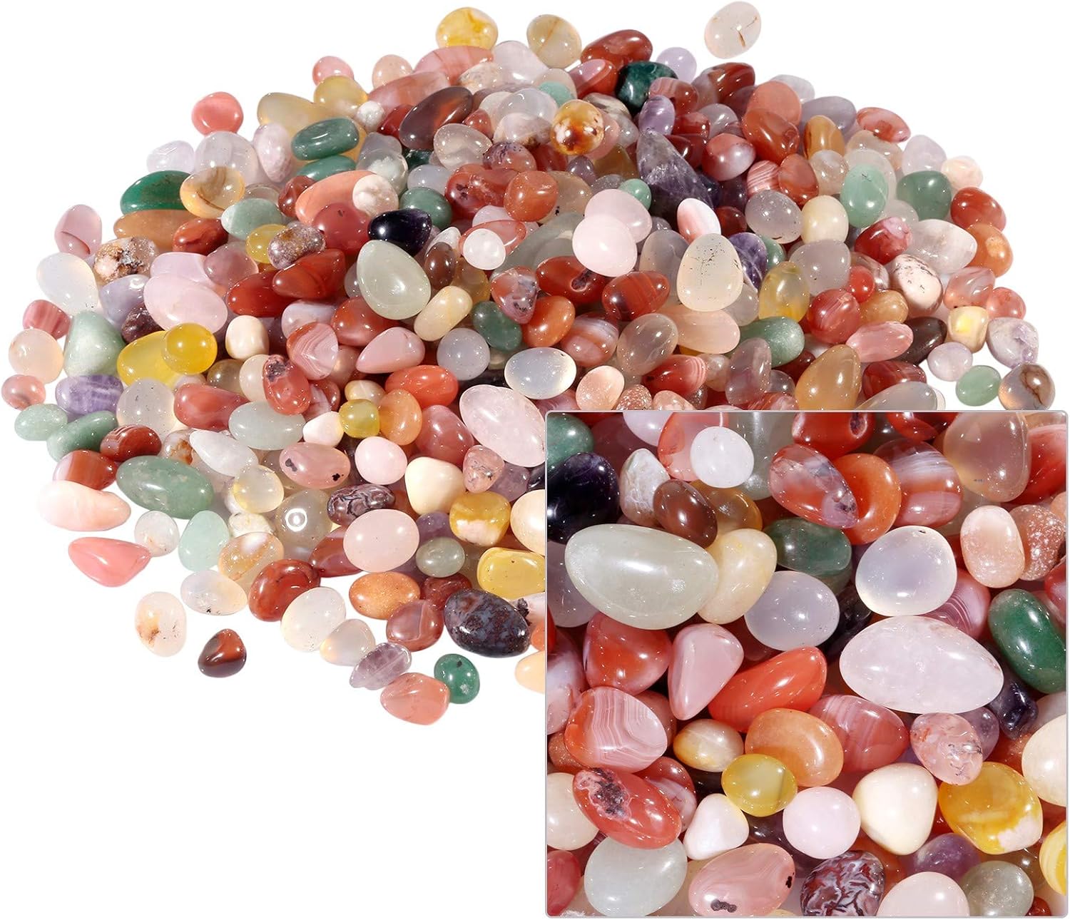 Mookaitedecor 1 Pound Colorful Agate Tumbled Chips for Crafts and Decor