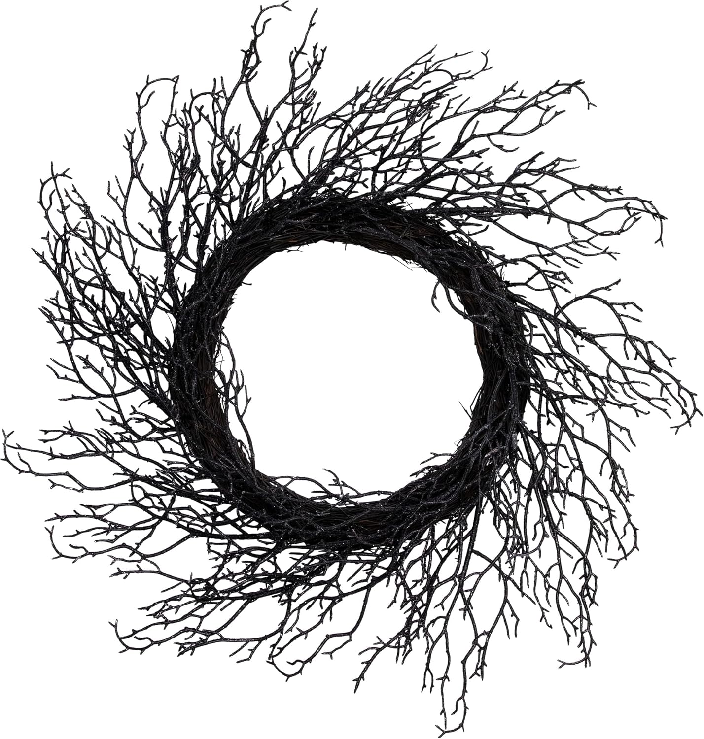 Northlight Glittered Twig Artificial Halloween Wreath - 24 Black