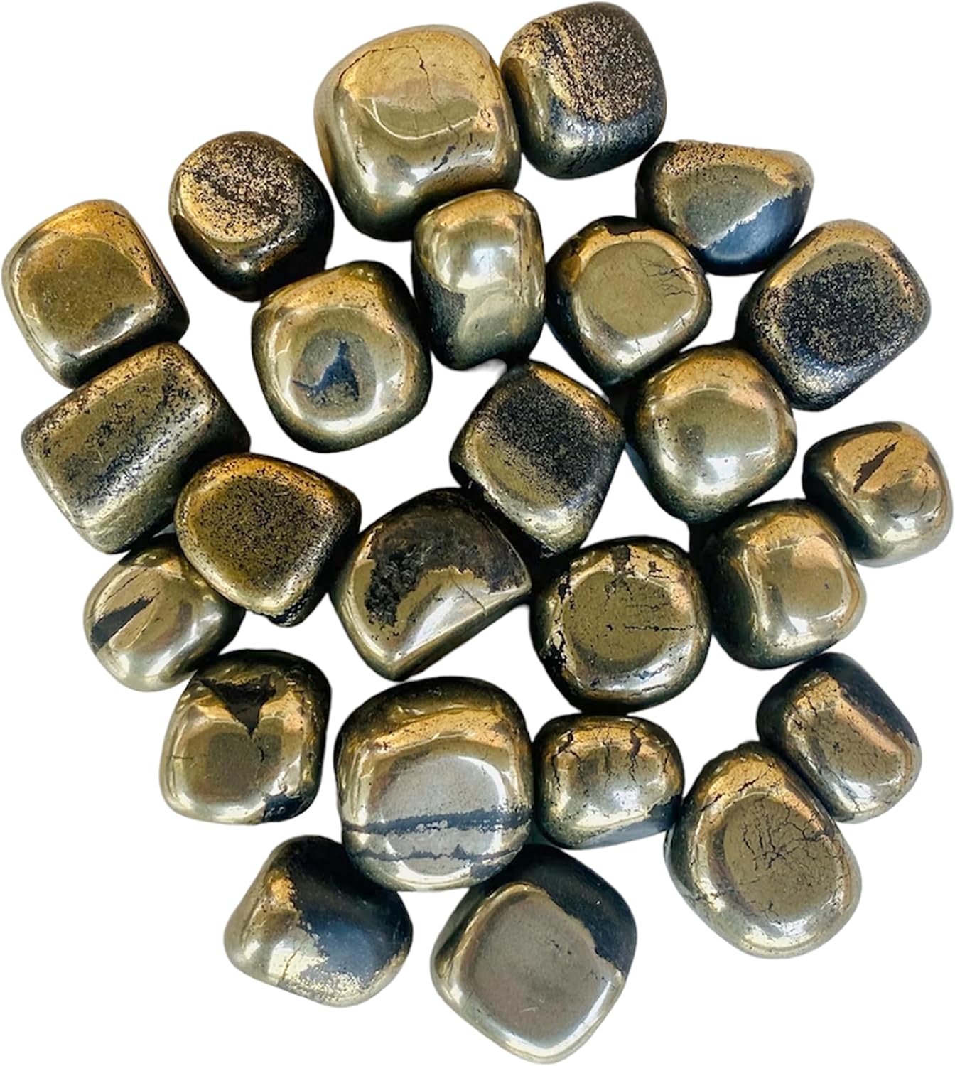 Golden Pyrite Tumbled Stones Bulk - 1 LB Natural Healing Crystals for Decor and Spirituality