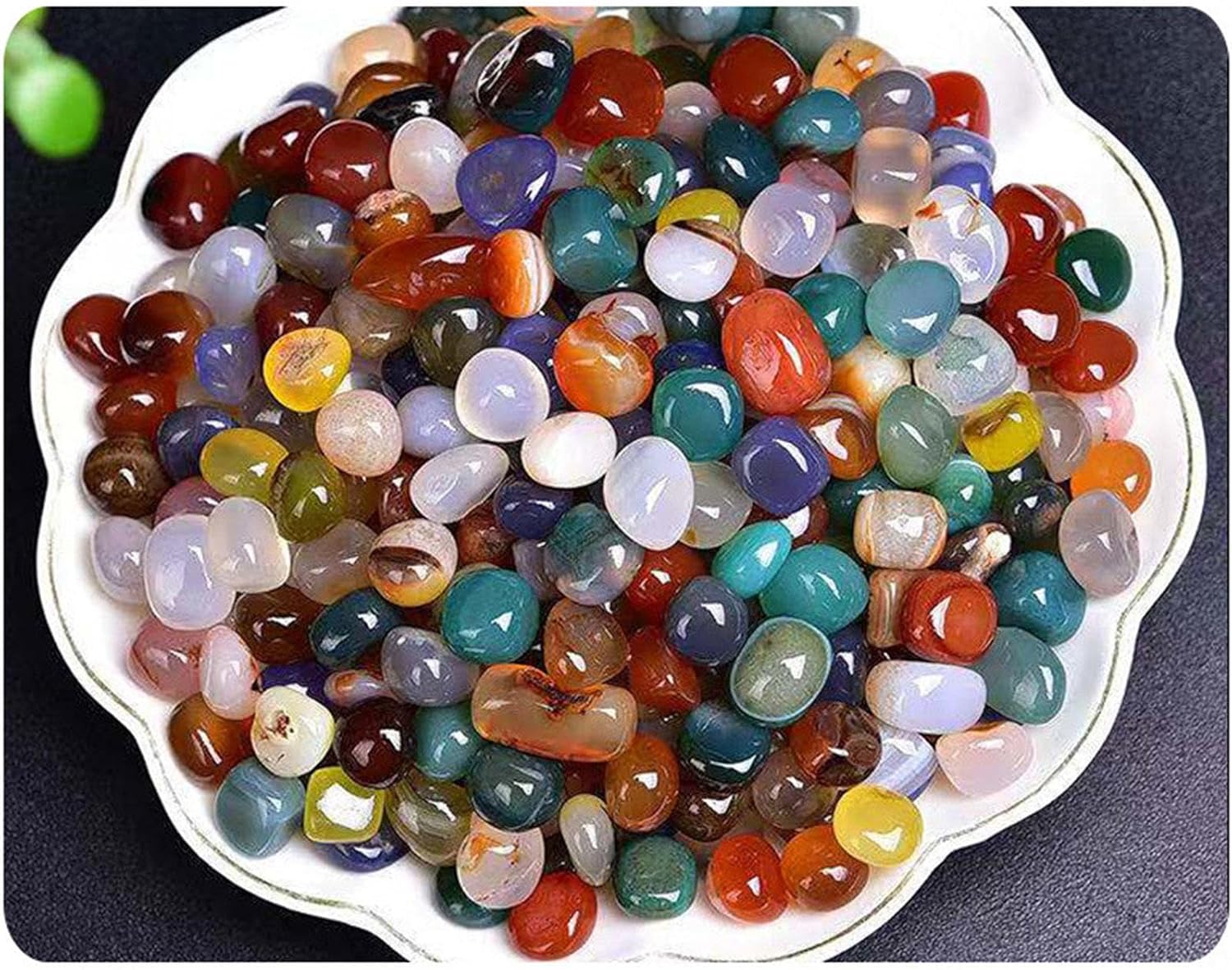 DECORN 1lb Bulk Natural Multicolor Agate Tumbled Stones for Decoration and Healing