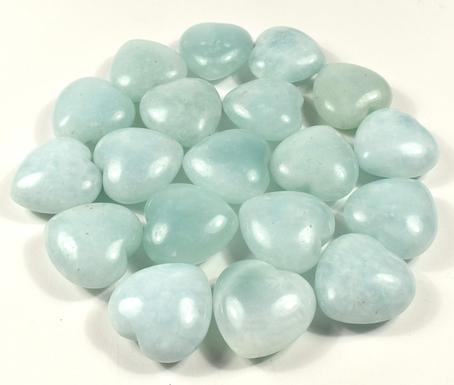 Blue Aquamarine Puffy Heart Stones 2PCS