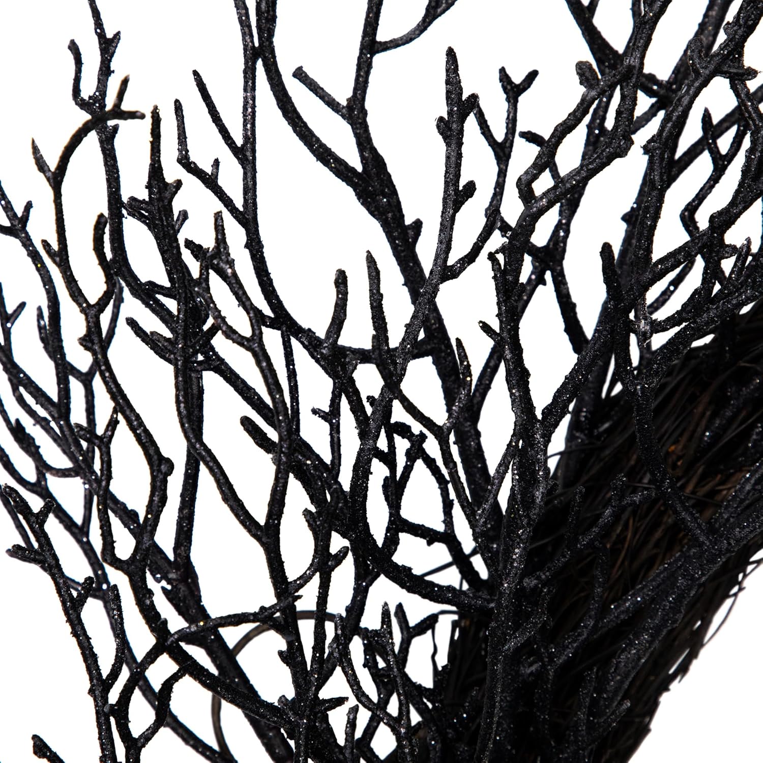 Northlight Glittered Twig Artificial Halloween Wreath - 24 Black