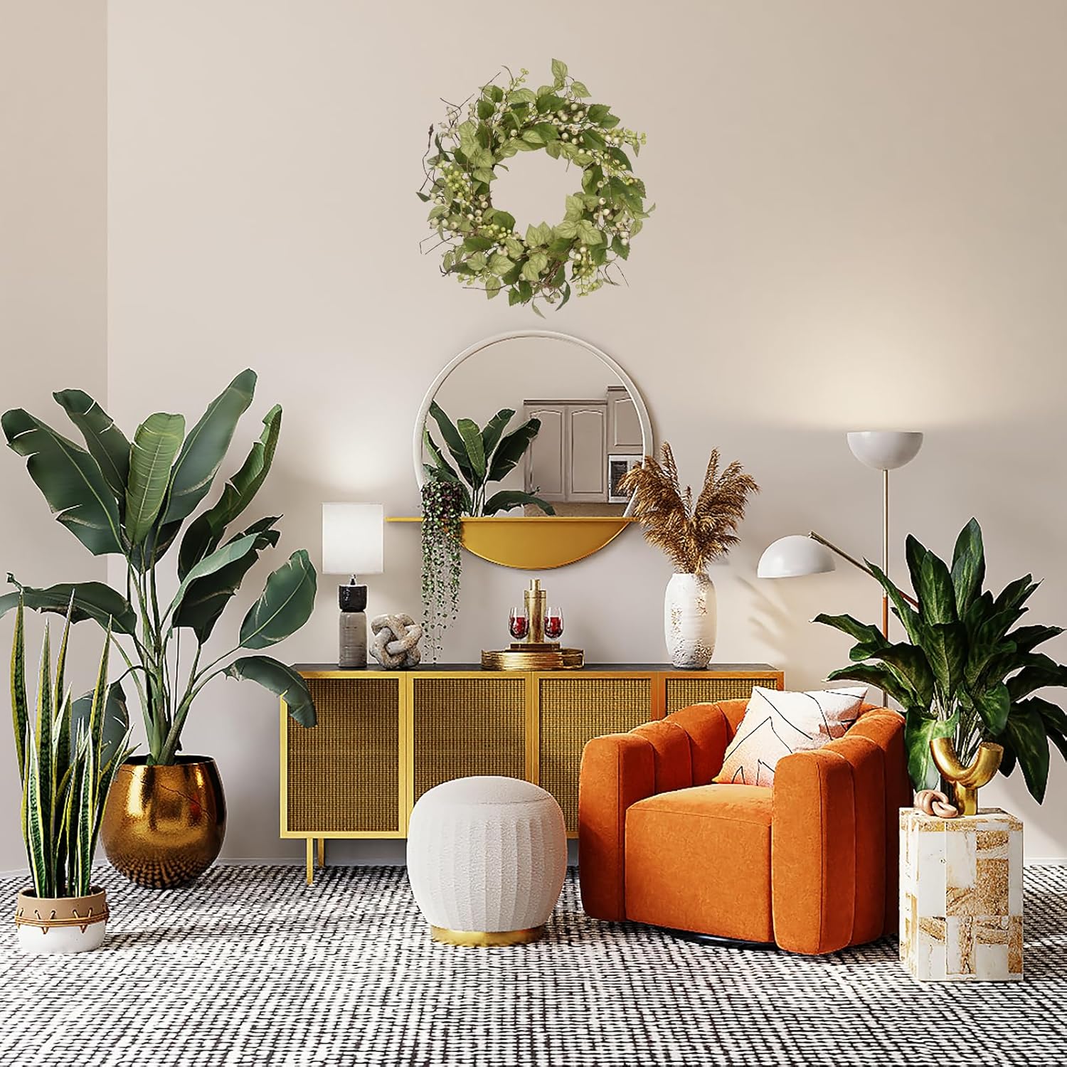 Spring Wreaths for Front Door 21 Inch Artificial Decor