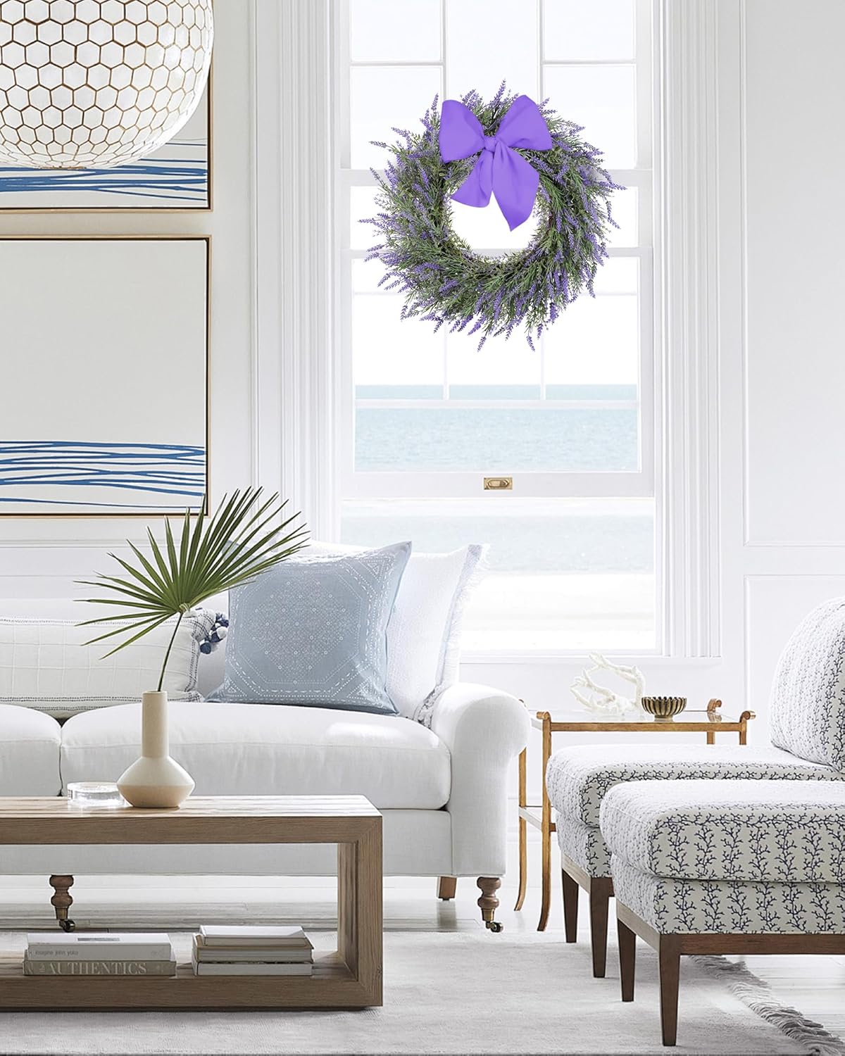 DDHS 24 Inch Summer Wreath for Front Door and Farmhouse Decor