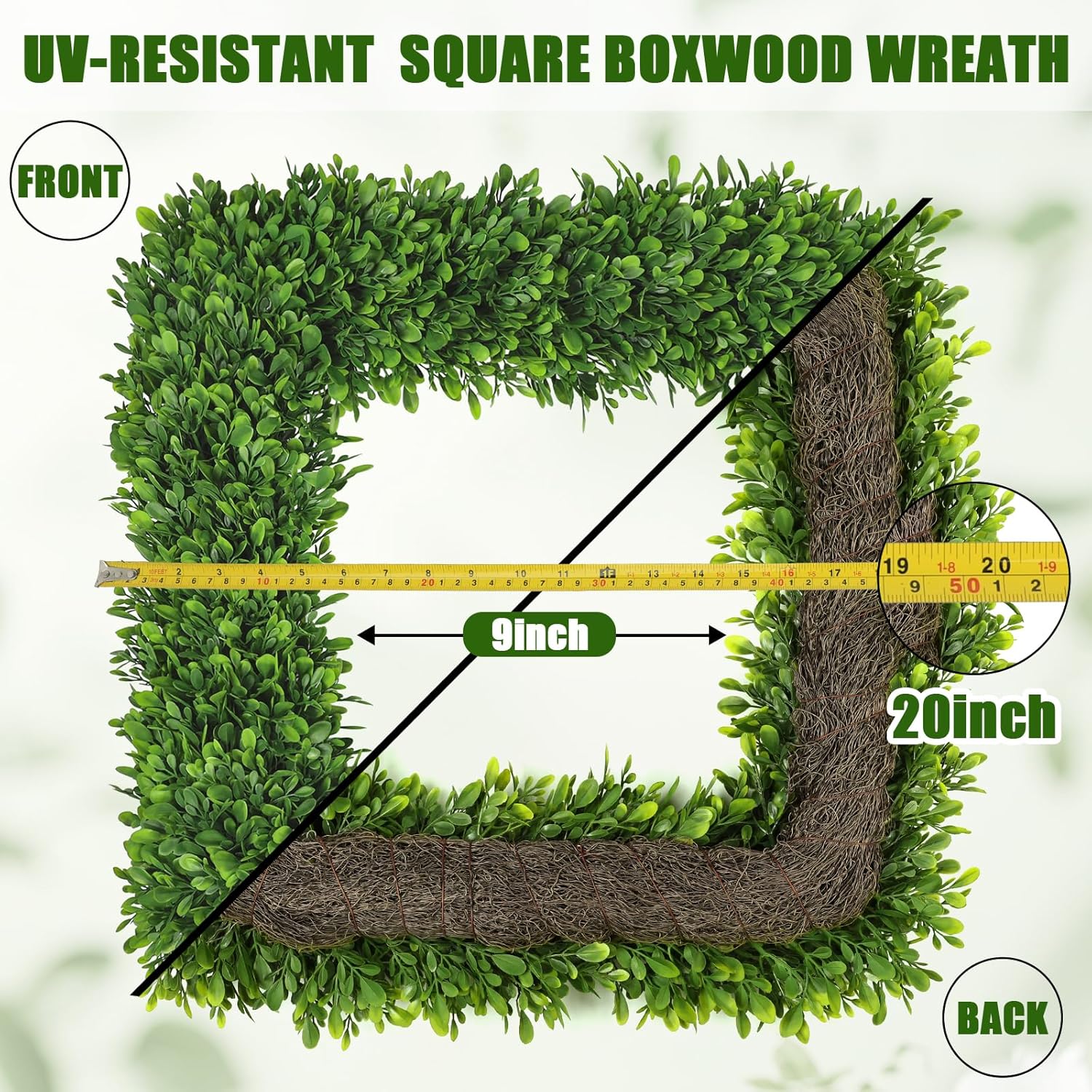 Artgar 20 Inch Boxwood Wreath for Front Door Decor