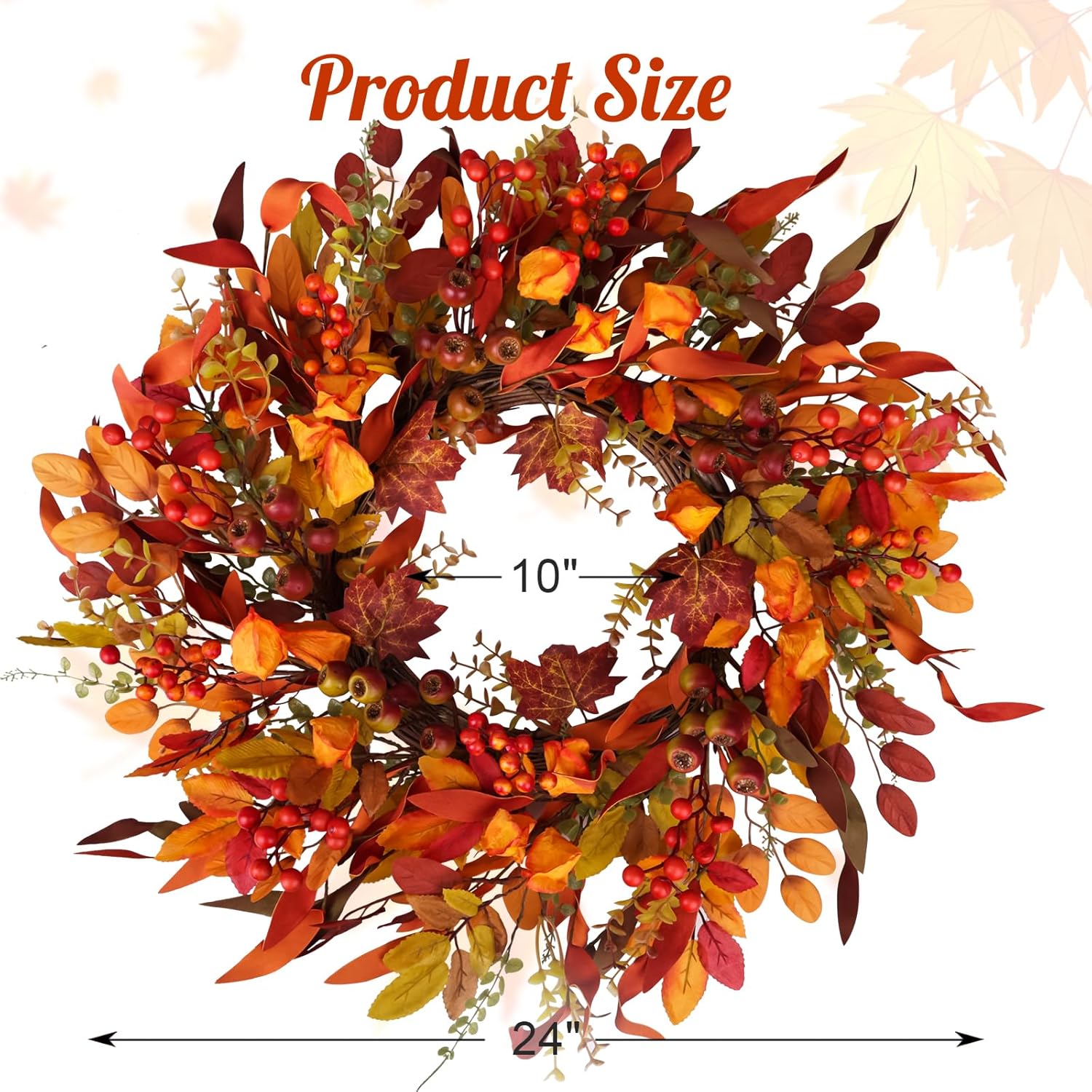 24 Inch Artificial Berry Wreath for Fall Holidays