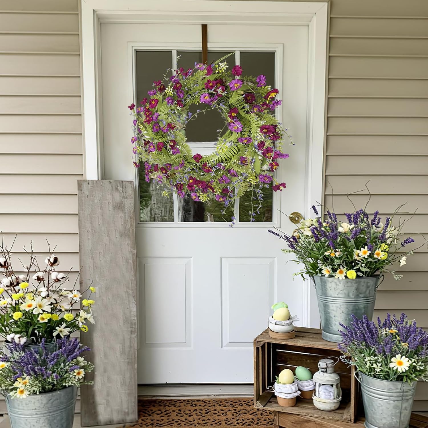 CISDUEO 20 Inch Spring Wreath for Front Door