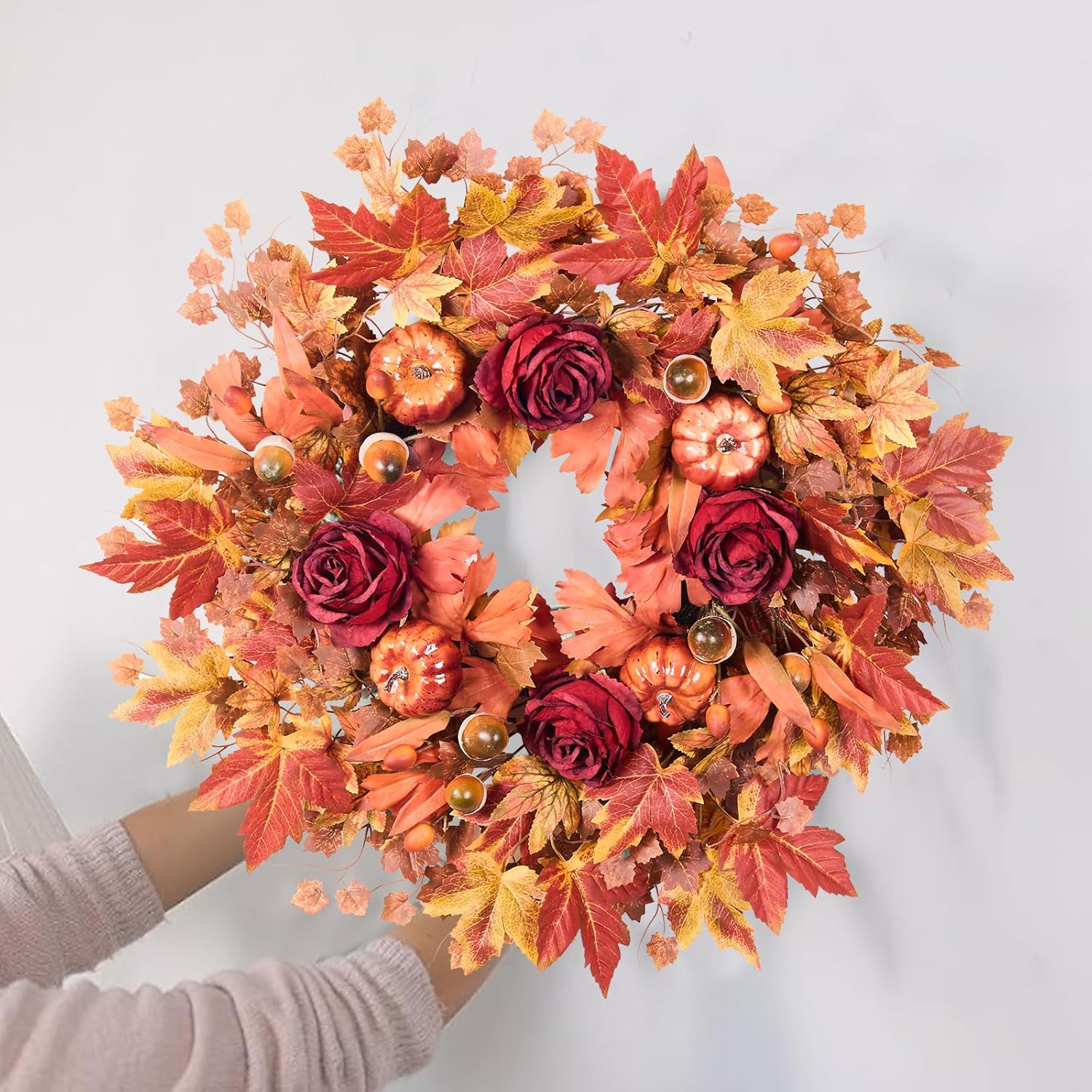 26 Inch Autumn Wreath for Front Door Decor