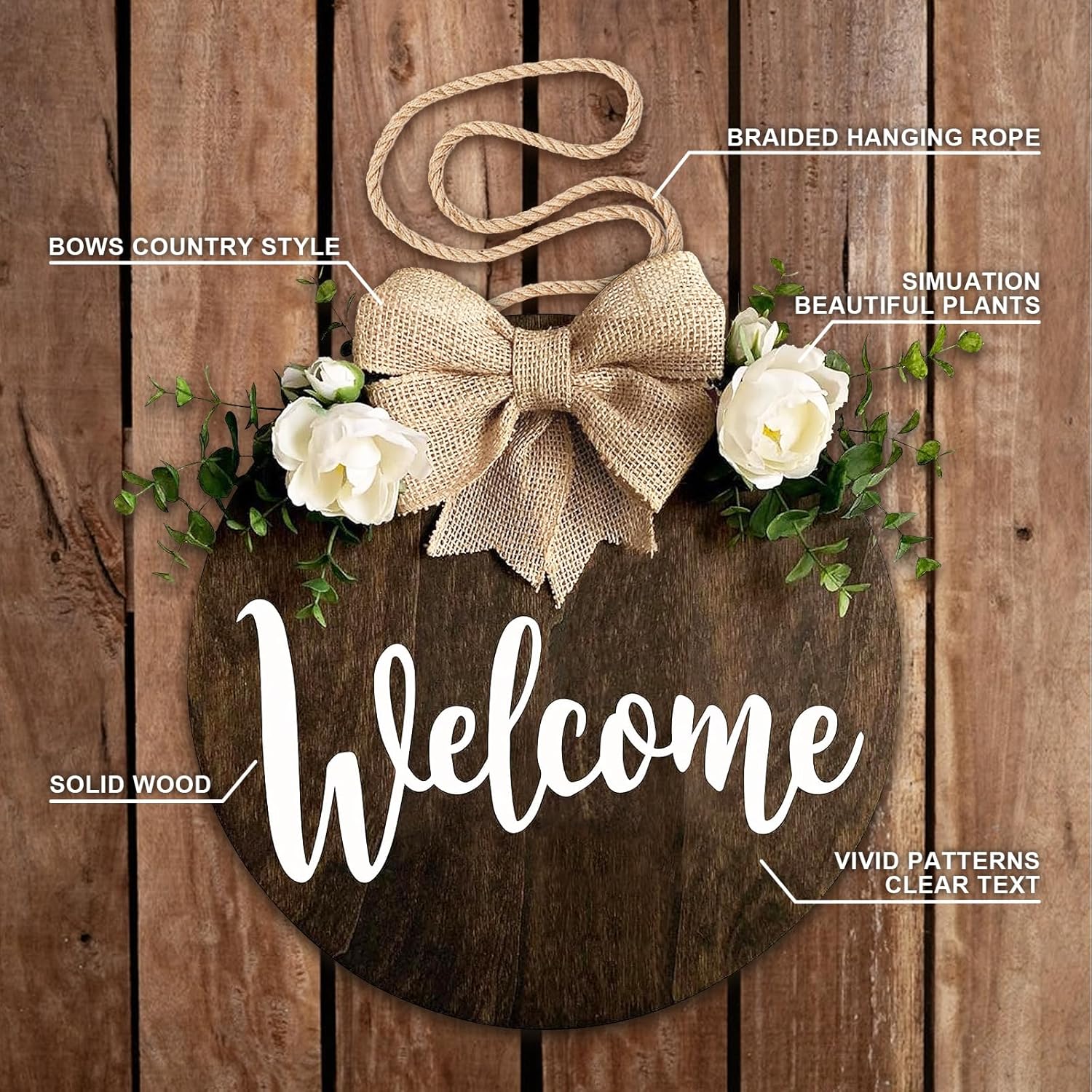 MayAvenue Welcome Wreath Front Door Decor Sign