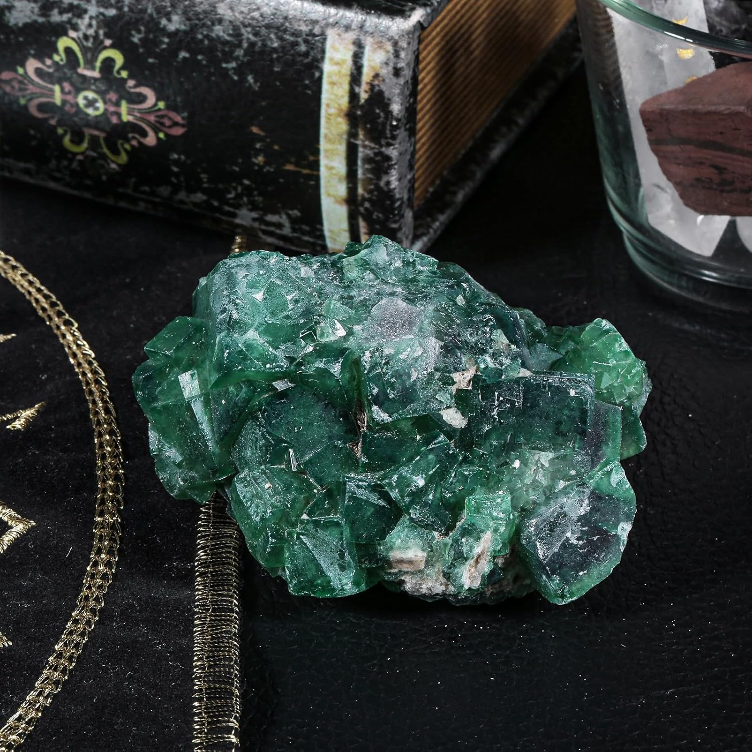 Tumbeelluwa Green Fluorite Crystal Cluster Geode Raw Stone for Healing and Decor