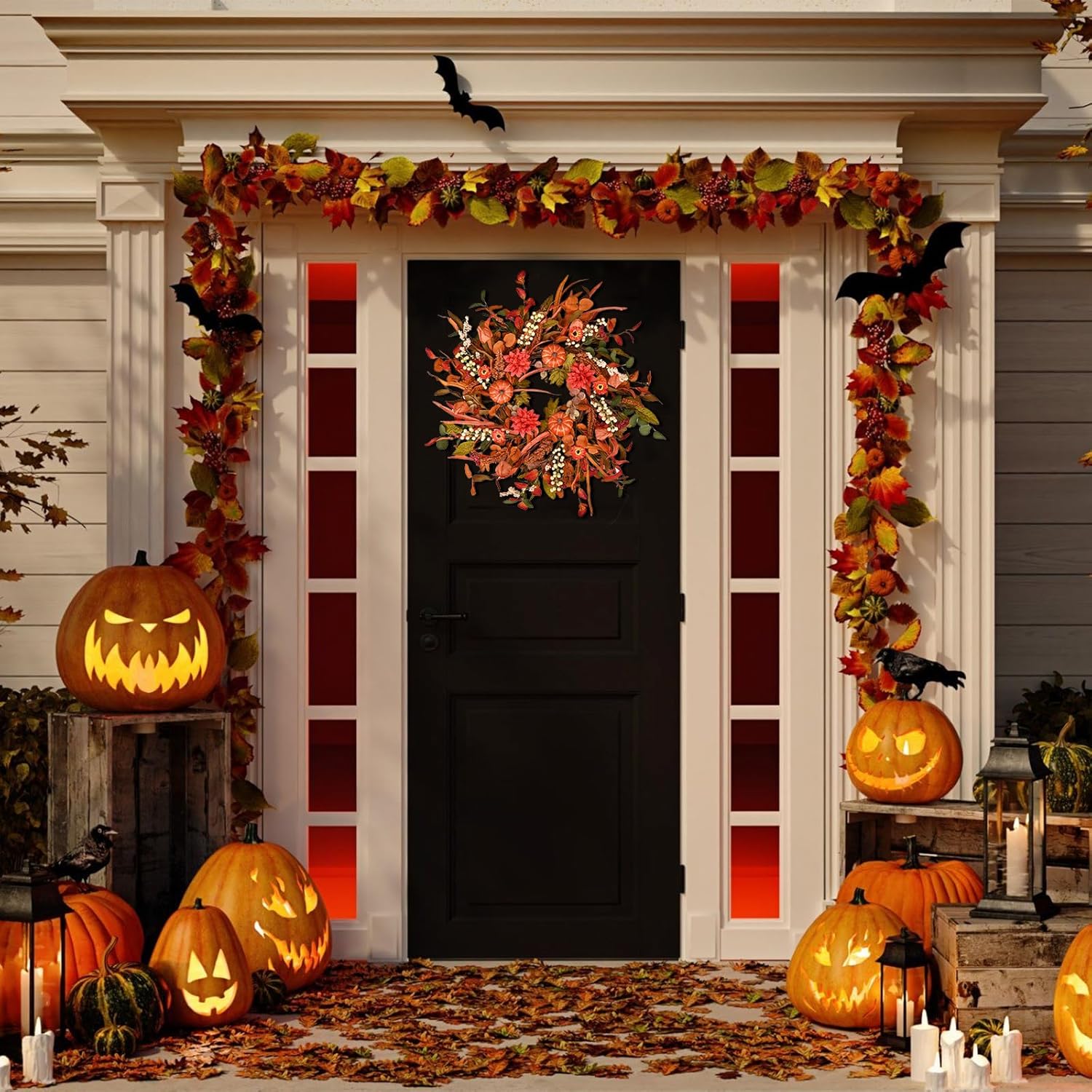 24 Inch Fall Wreath with Mixed Leaves and Berries