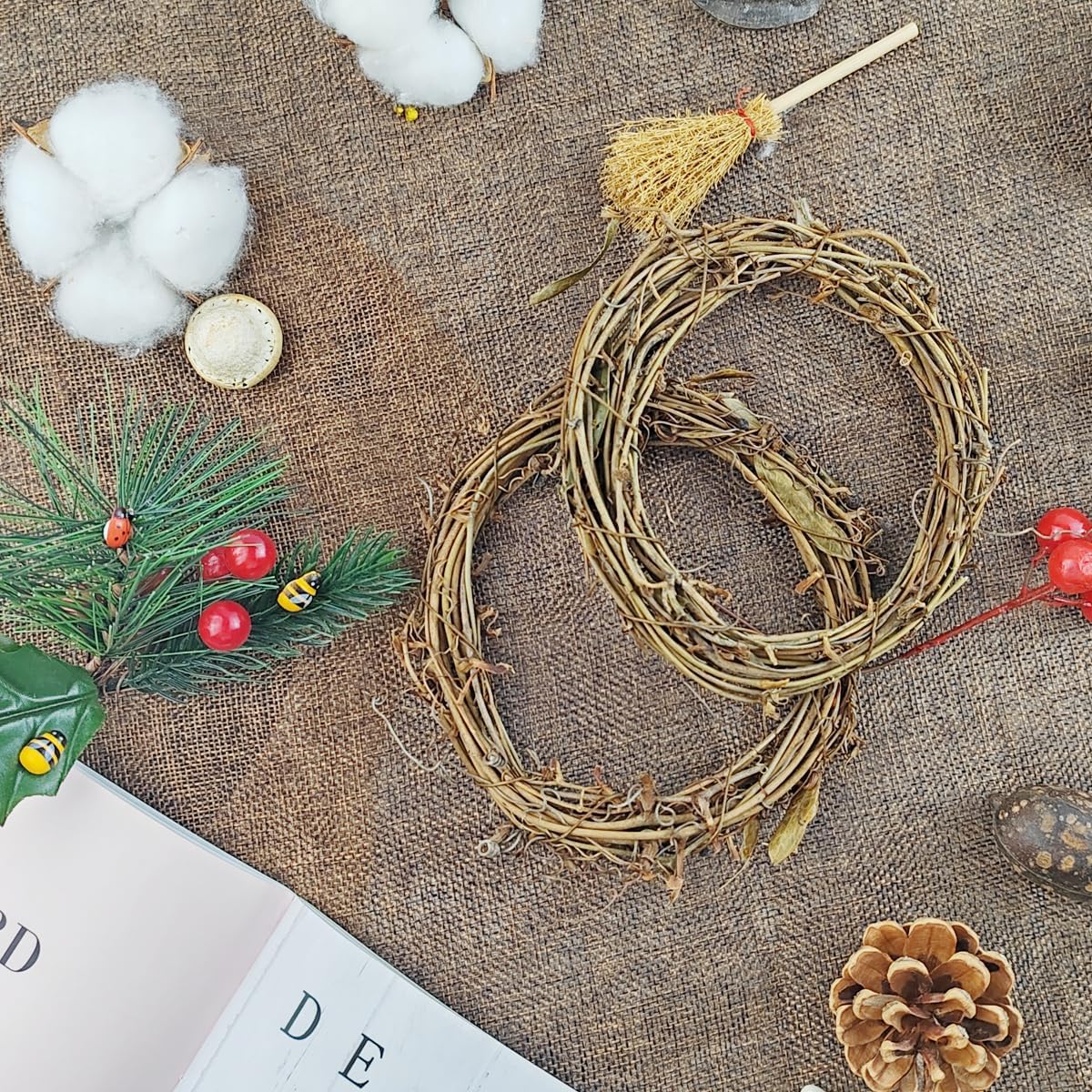 TIHOOD 16PCS 4 Inch Grapevine Wreath Garland