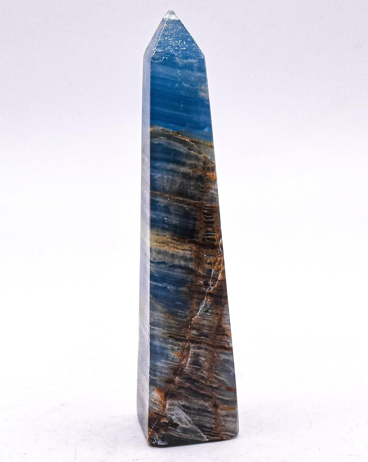 HQRP 37 Inch Blue Banded Onyx Obelisk Natural Decor Specimen Tower