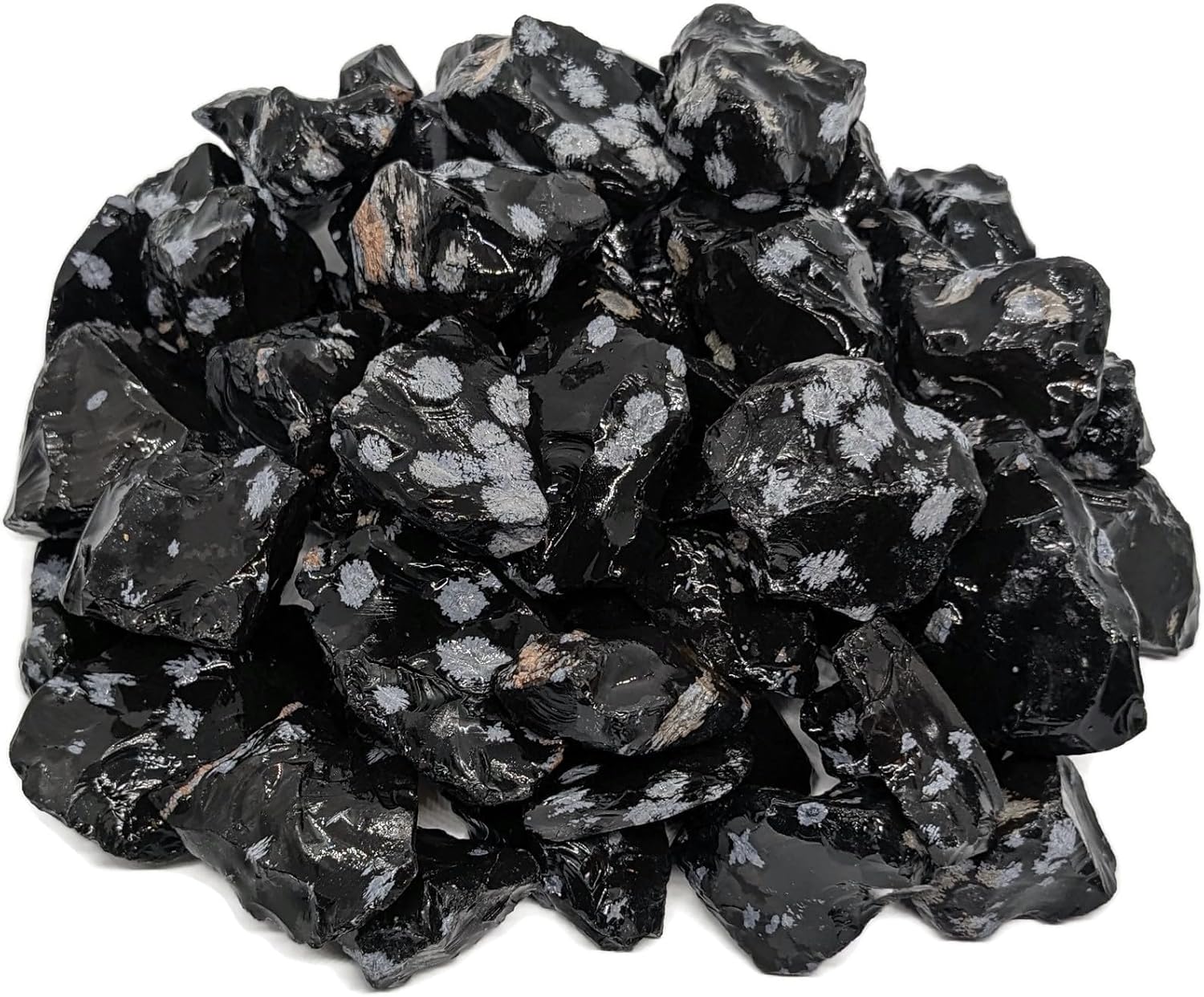 3 Lbs Rough Snowflake Obsidian Stones - 1 to 2 Inch Mixed Sizes