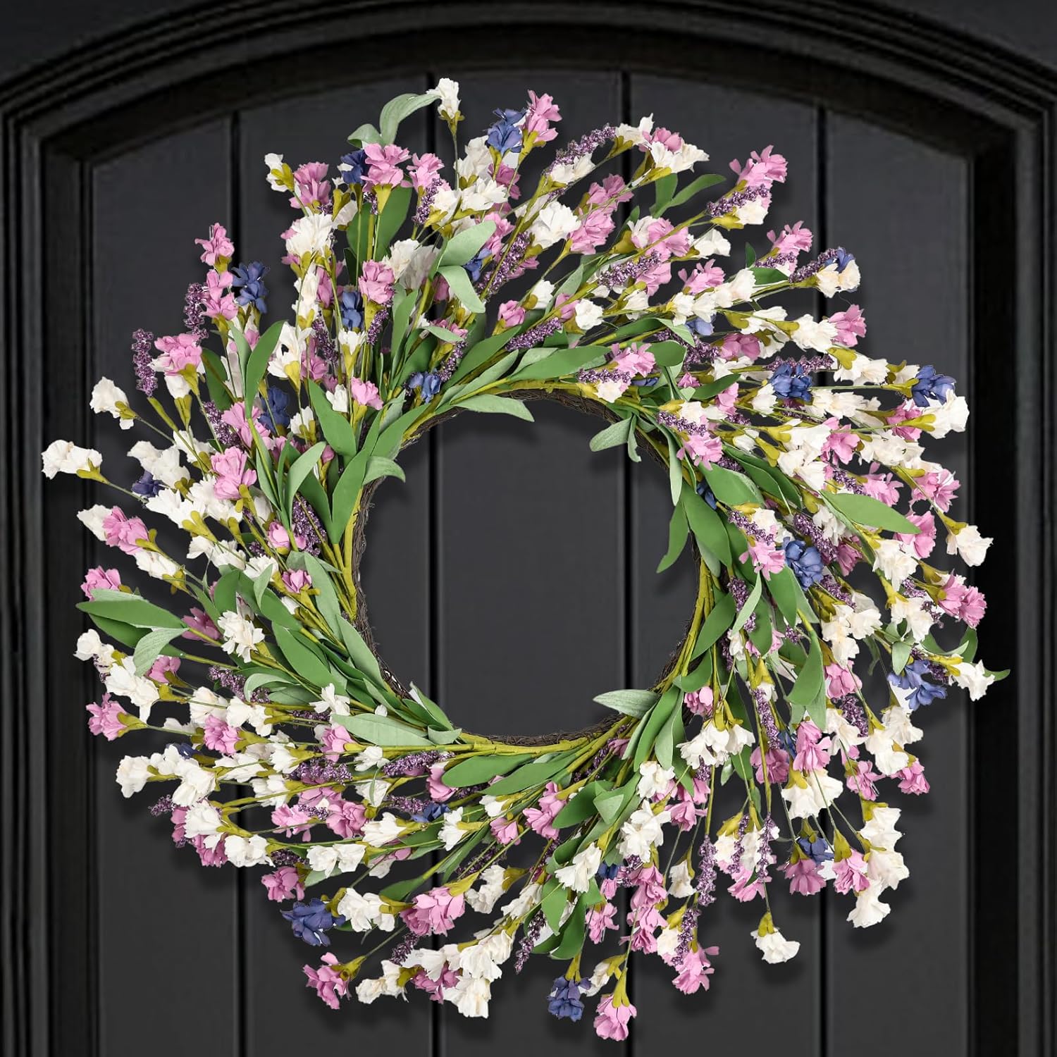 Artgar Spring Wreath for Front Door 26 Inch Purple Blue